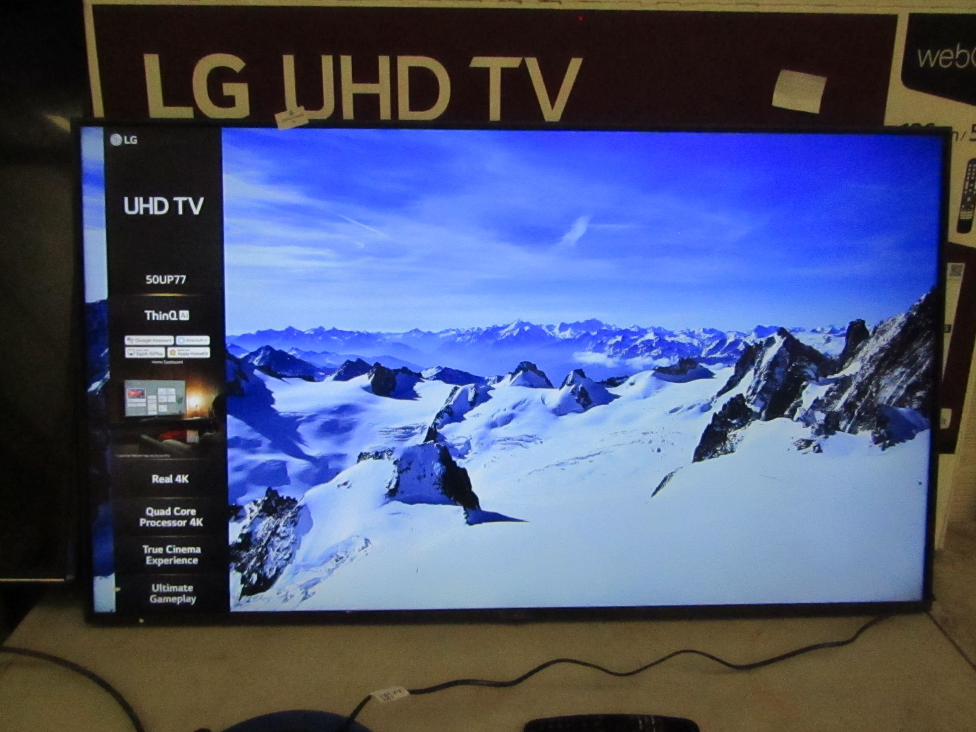 LG 50 50UP77006LB 50 Inch 4K Ultra HD Smart TV comes with remote control, stand and original box, we