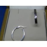 14k white Gold diamond cut loop earrings, look to be in good condition.