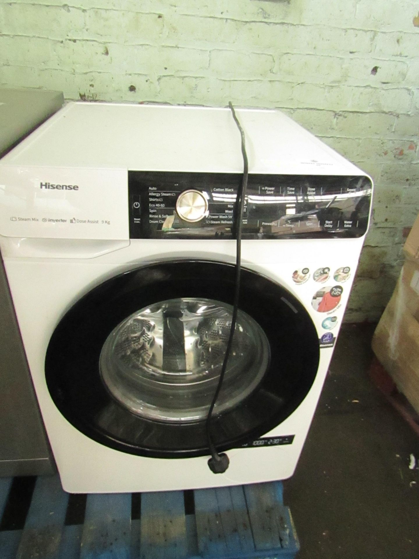 Hisense - Steam Mix Inverter Dose Assist 9kg Washing Machine - No Visible Damages - Powers On