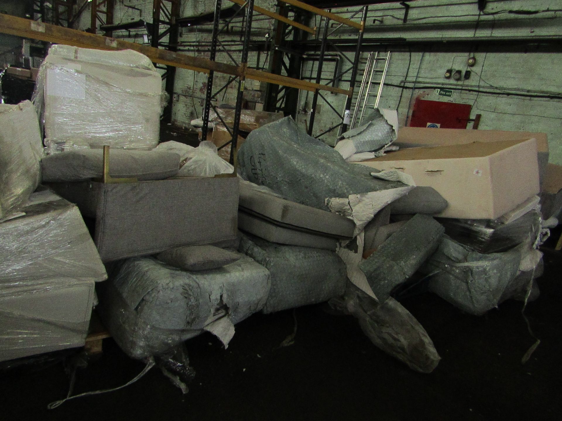 10 X PALLETS OF VIVENSE SOFA PARTS. ALL UNCHECKED AND SOME ARE DIRTY