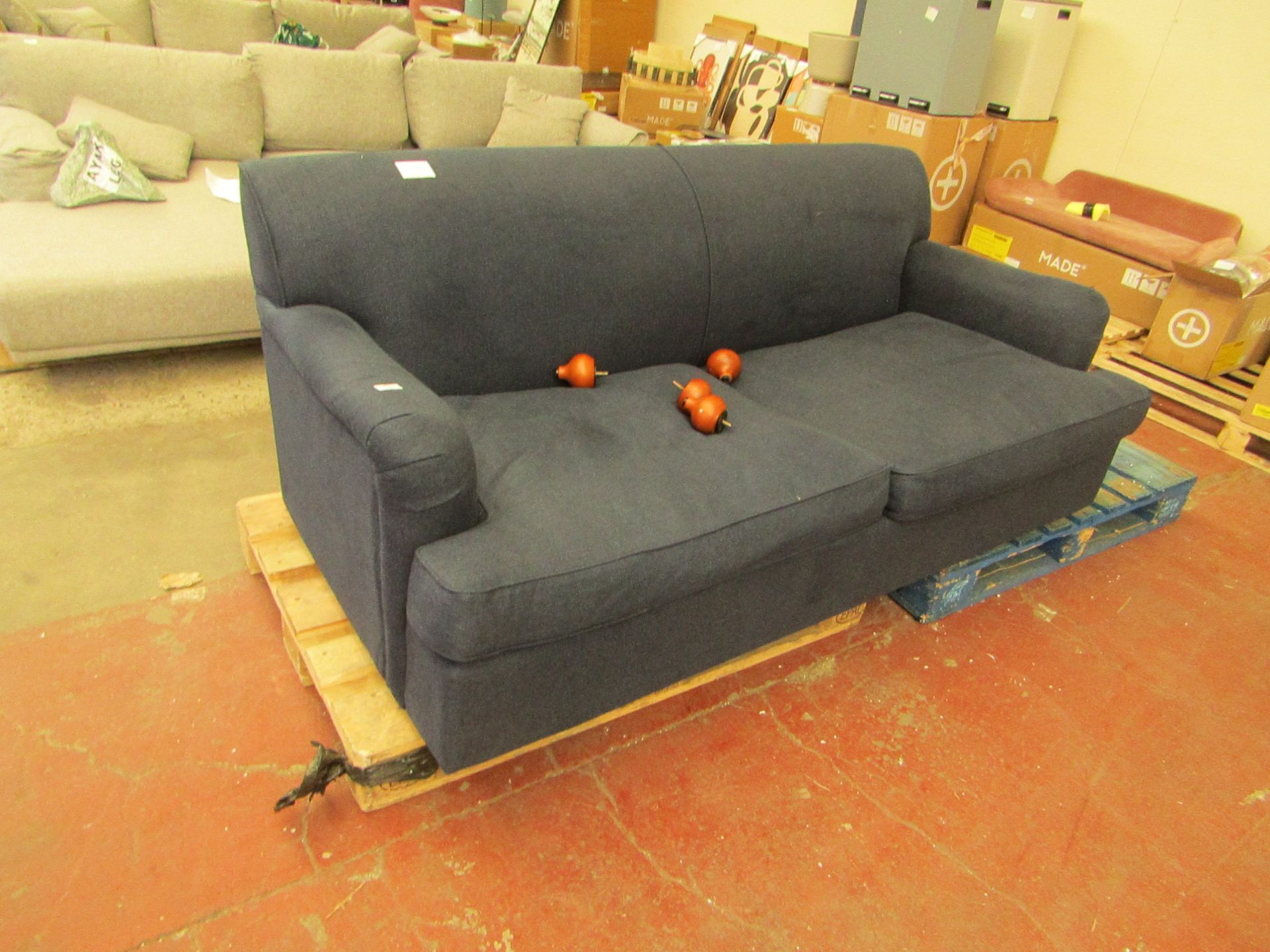 1 x Made.com Orson Sofa Bed Dark Blue Weave RRP ¶œ749 SKU MAD-SOFORS264BLU-UK TOTAL RRP ¶œ749 This