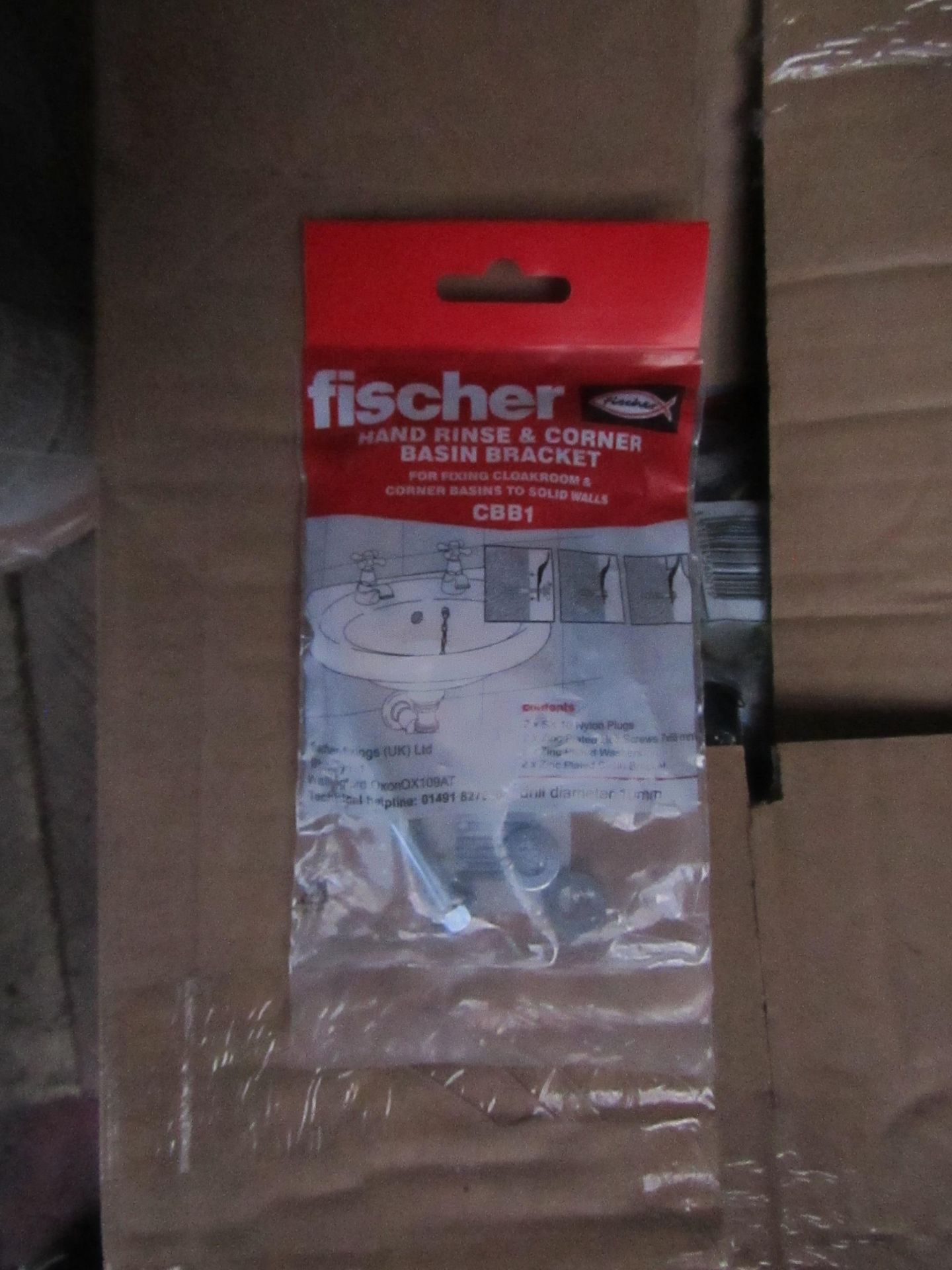 Box of approx 10x packs of Fischer CBB1 basin fixing kits, new