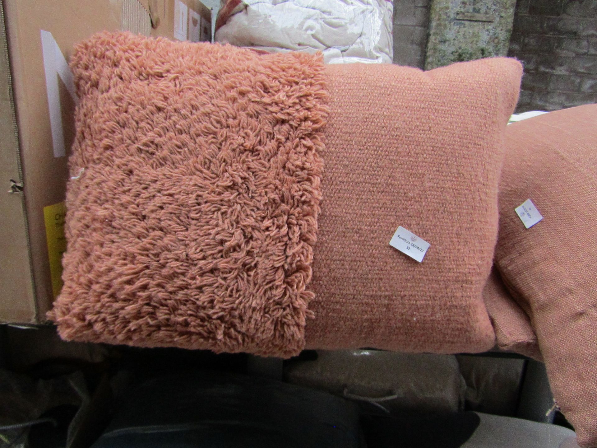 | 2X | BEBETO WOOL & COTTON MIX CUSHIONS, 40 X 55CM, ALMOND | UNCHECKED & UNPACKAGED | RRP £42 |