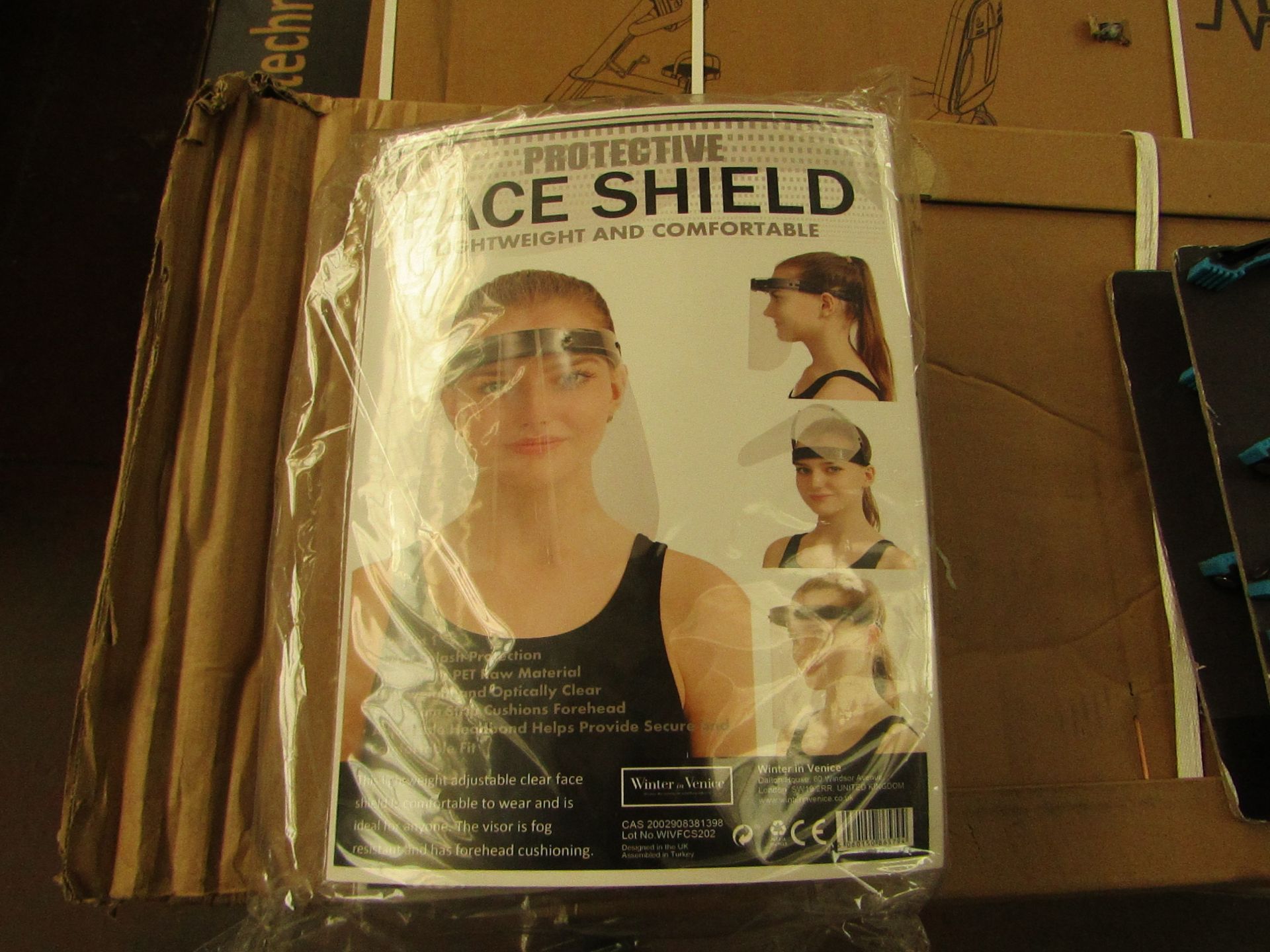 5x Packs of 4 Lightweight protective face shields, new