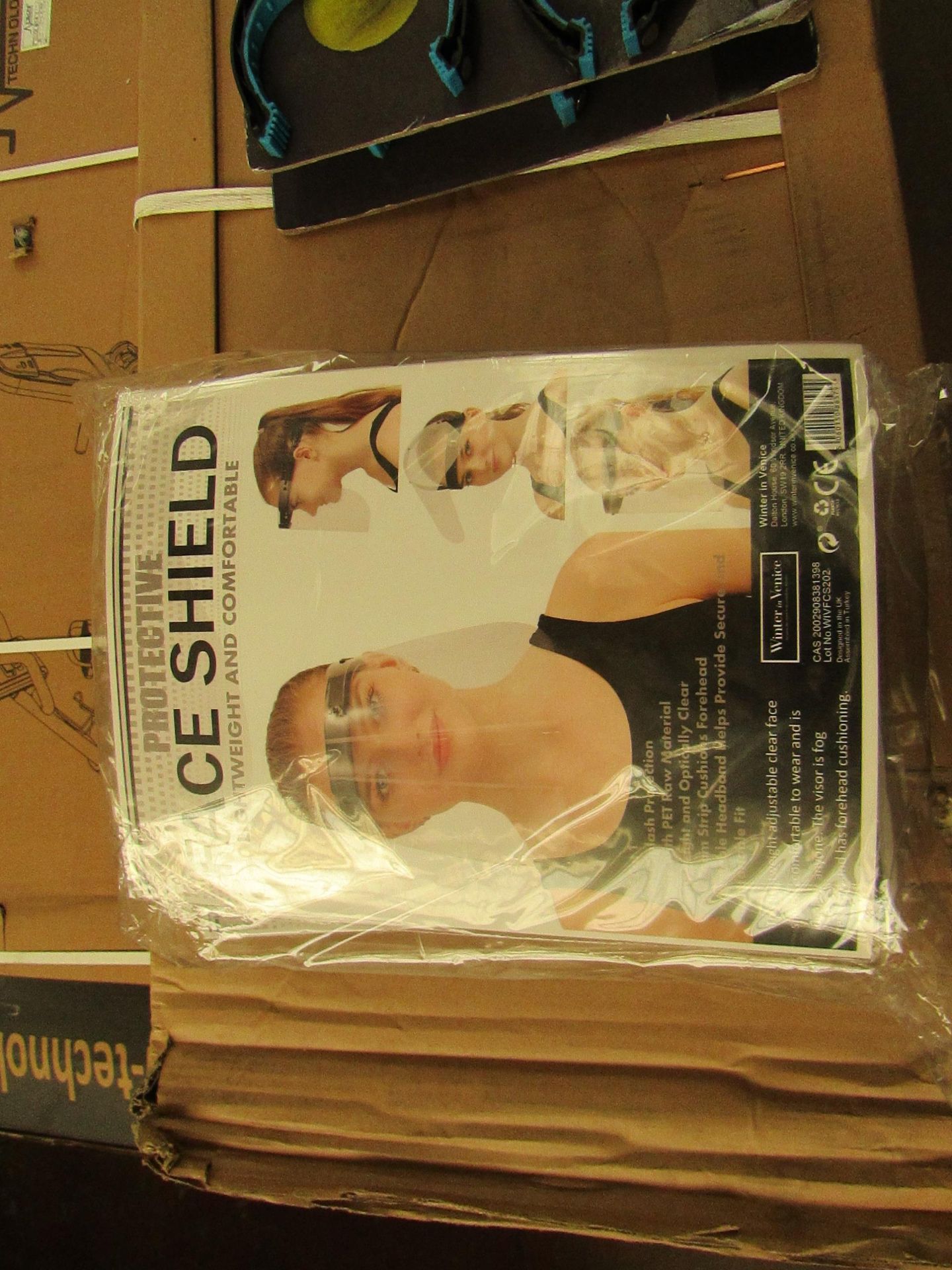 5x Packs of 4 Lightweight protective face shields, new