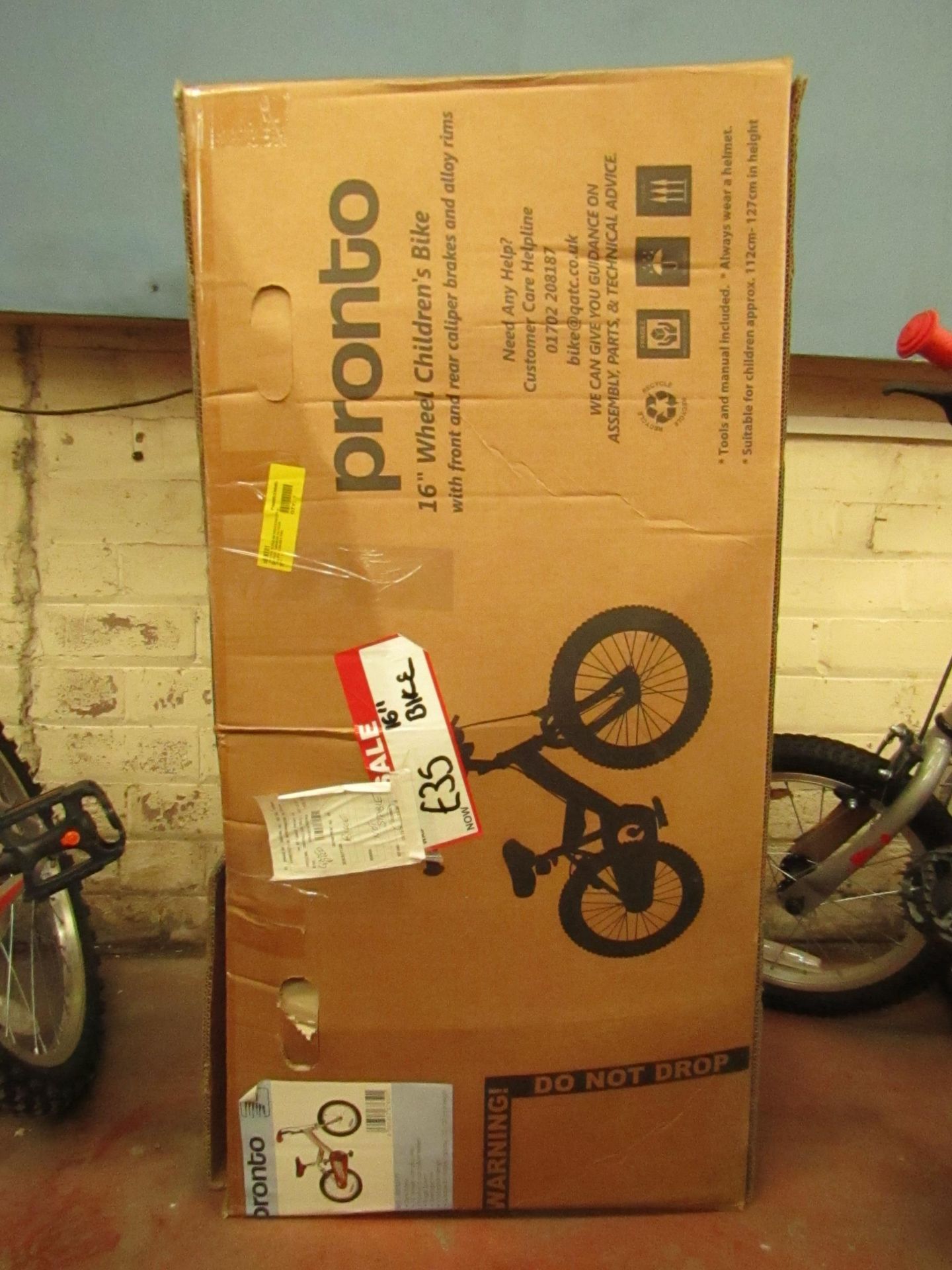 | 1X | PRONTO 16 INCH CHILDREN BICYCLE | USED CONDITION UNCHECKED & BOXED | NO ONLINE RESALE | SKU -