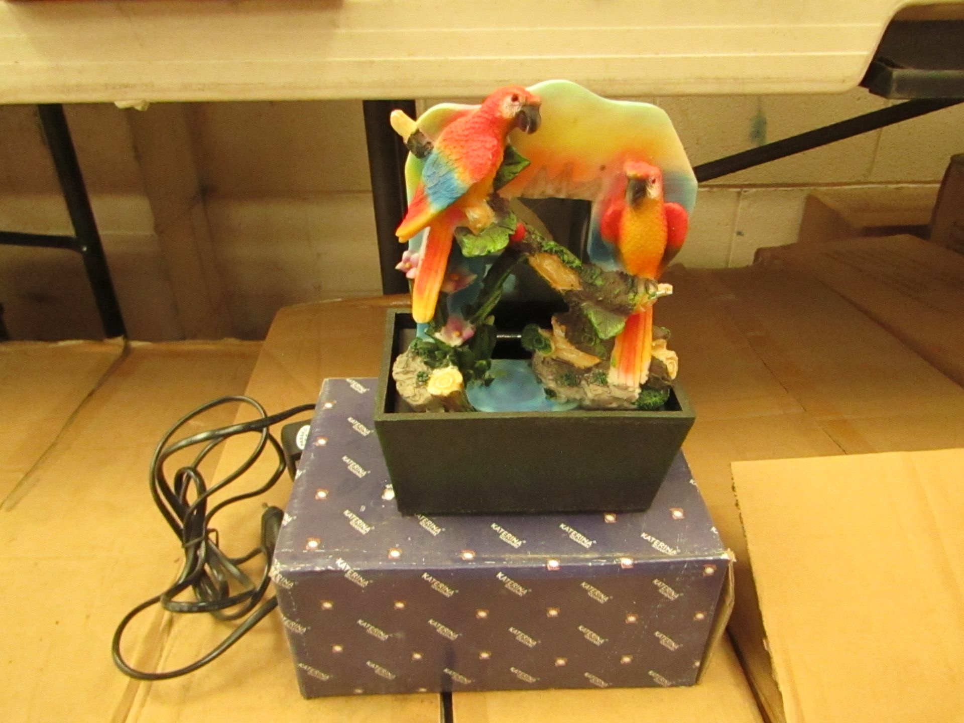 10x Katerina Souvenirs - Small Table Top Amazon Parrot Themed Water Feature - Unchecked & Boxed.