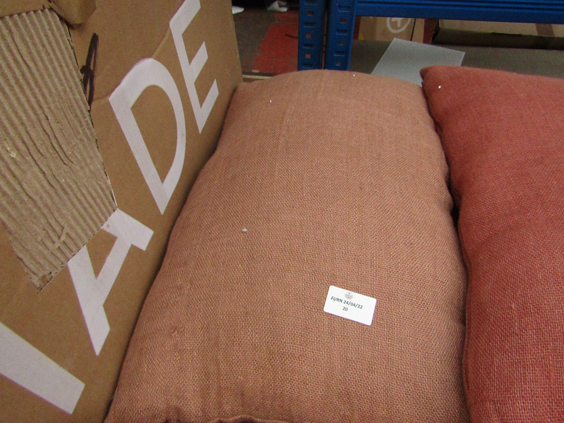 | 1X | MADE.COM ADRA SET OF 2 100% LINEN CUSHIONS 35 X 55CM, LIGHT BROWN | HAS IMPERFECTIONS &