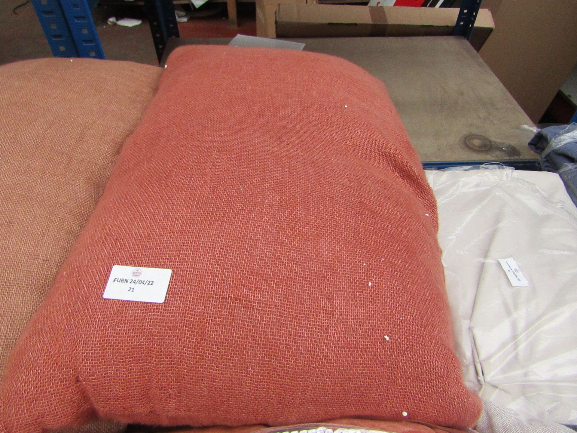 | 1X | MADE.COM ADRA SET OF 2 100% LINEN CUSHIONS 35 X 55CM, BURNT SIENNA| HAS IMPERFECTIONS &