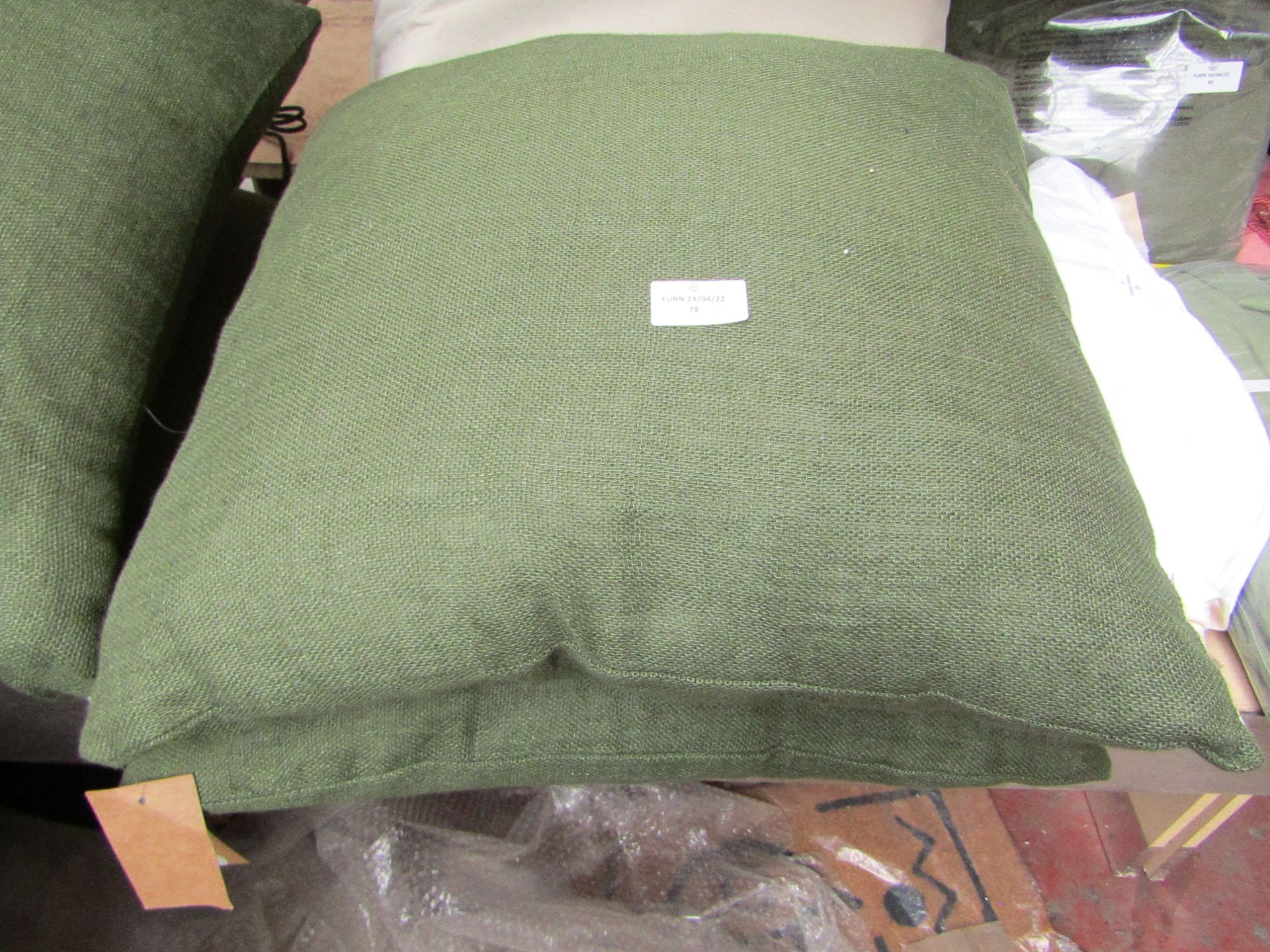 1 x Made.com Adra Set of 2 100% Linen Cushions 50 x 50cm Fir Green RRP £20.00 SKU MAD-CUSADR014GRE-