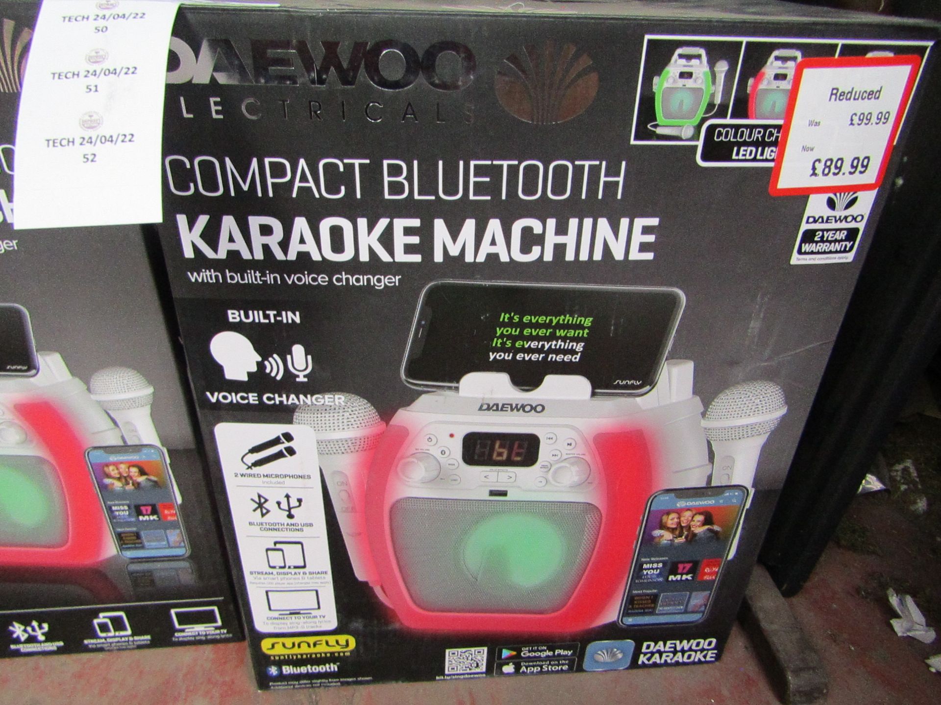 2x Daewoo - Compact Bluetooth Karaoke Machine - No Power & Boxed.