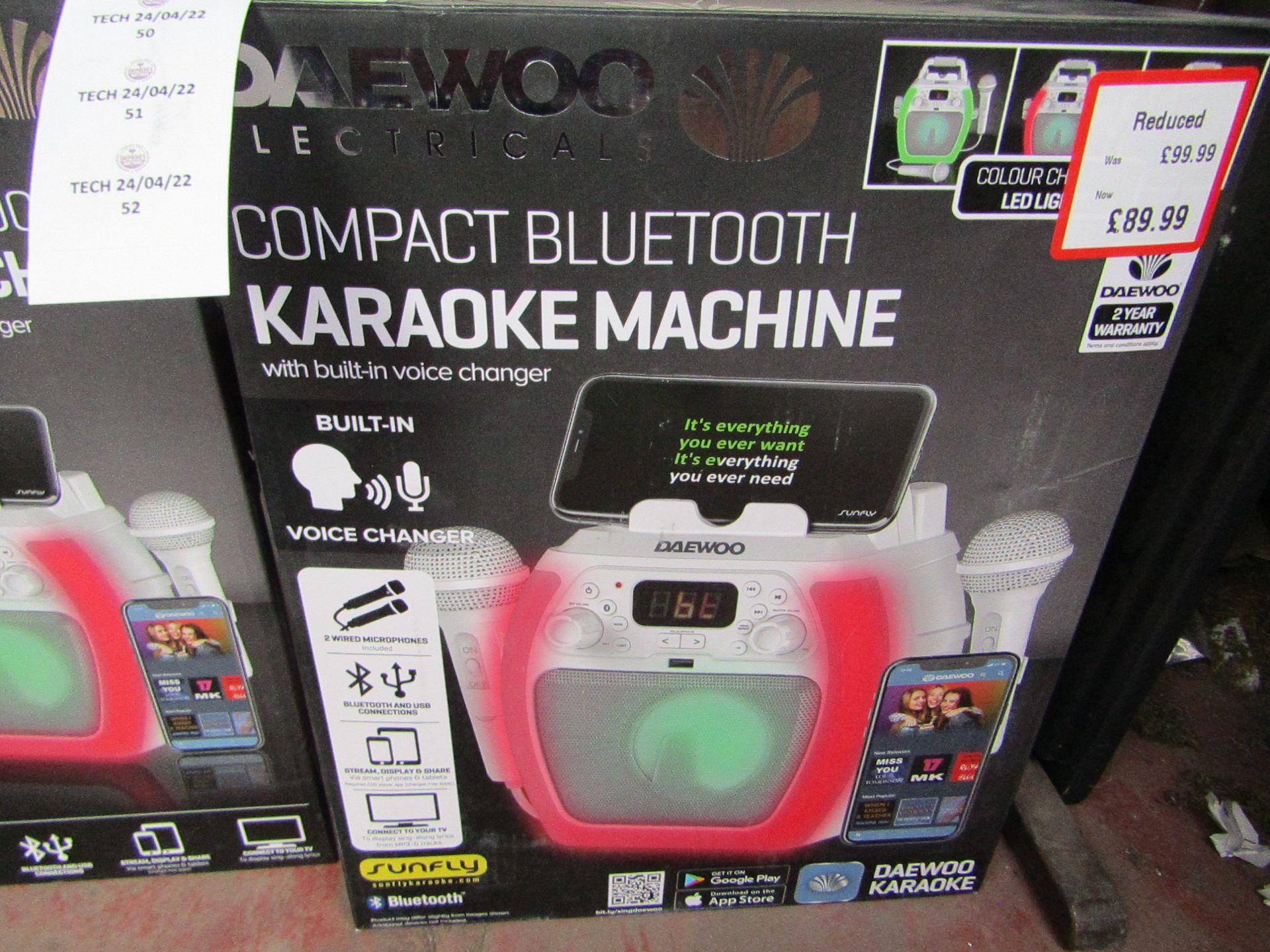 2x Daewoo - Compact Bluetooth Karaoke Machine - No Power & Boxed.