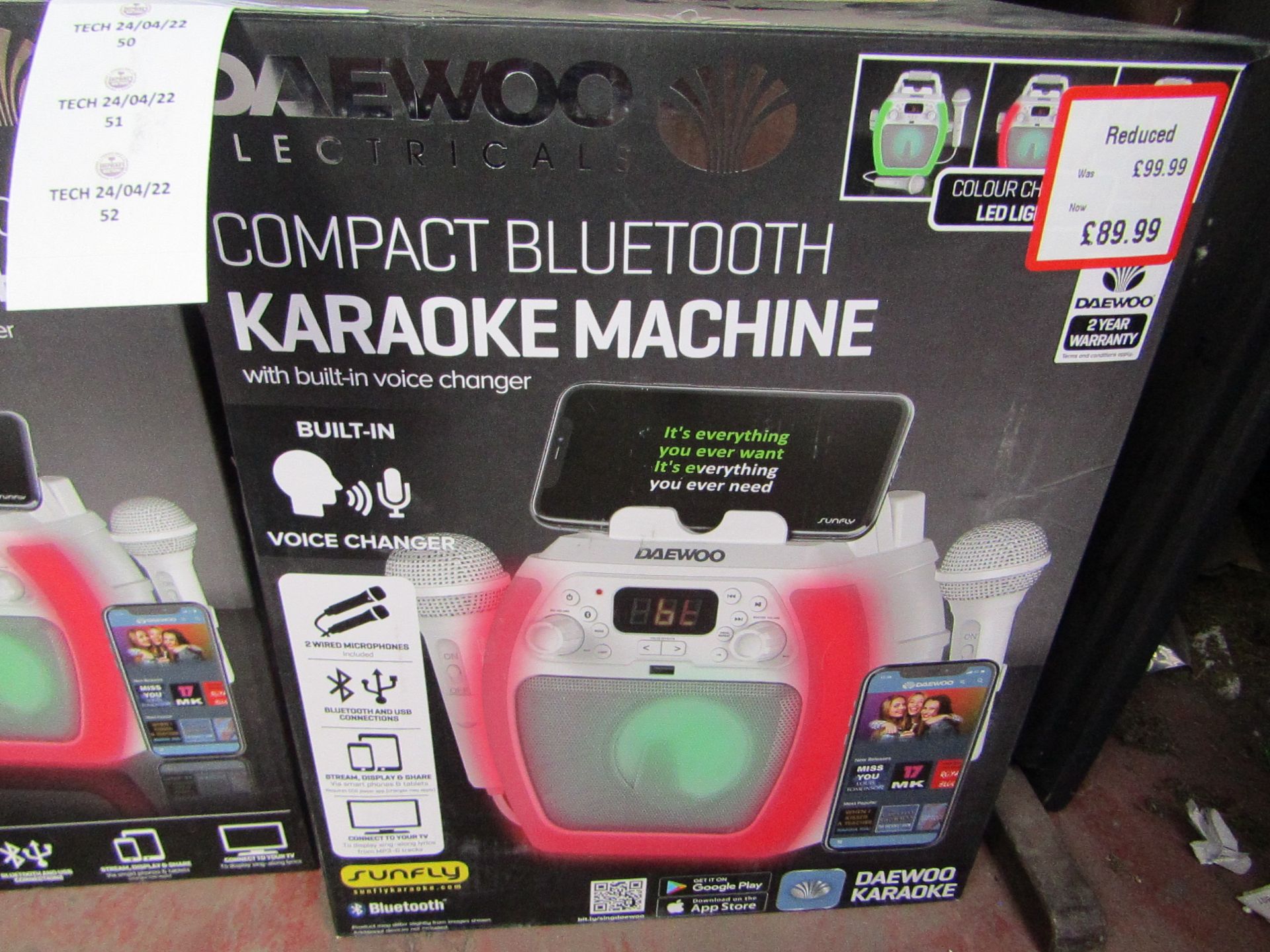 2x Daewoo - Compact Bluetooth Karaoke Machine - No Power & Boxed.