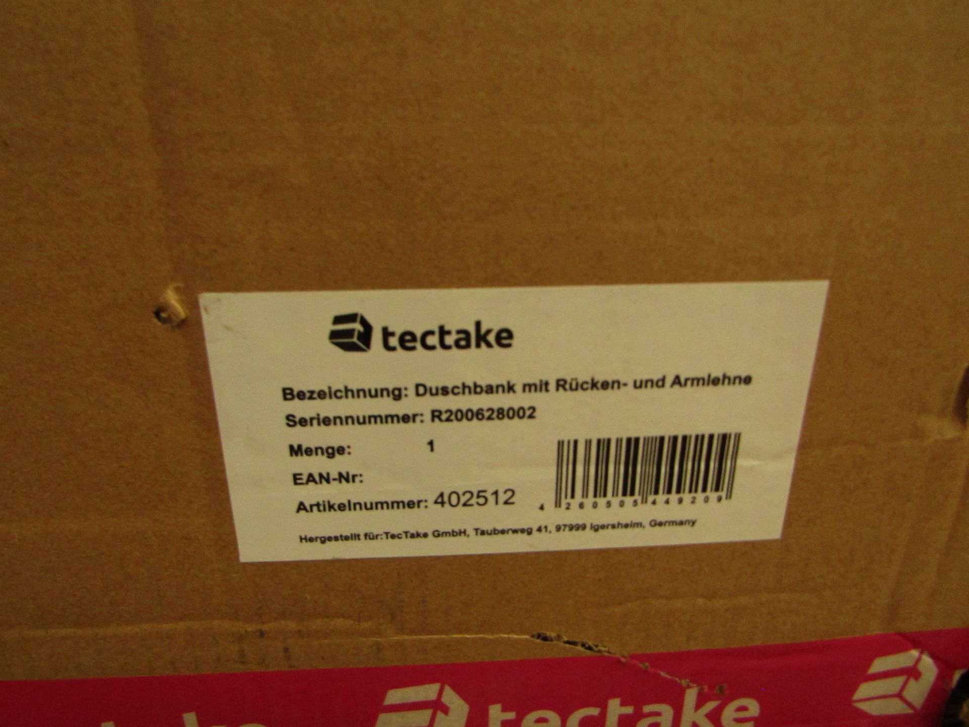 Tectake - Bath Seat With Back- And Armrest Adjustable Height White - Boxed. RRP £92.99 - Image 2 of 2