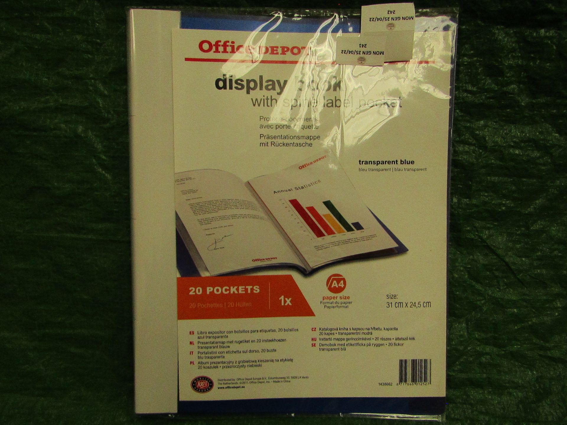 5x Office Depot - Blue Display Book With Spine Label Pocket - Unused.