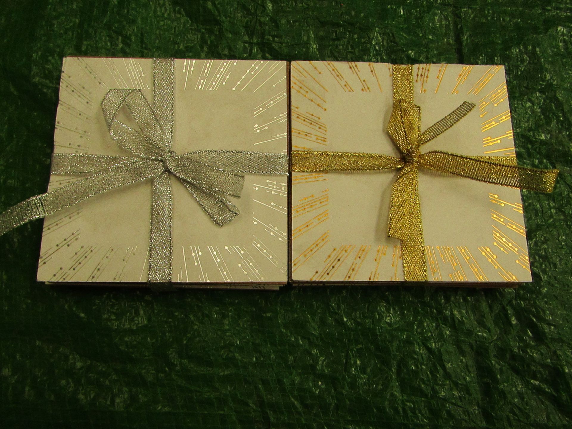 2x Boxes Containing : Glitter Coasters - Assortment Of 12+12 Gold & Silver - ( 24 Units Per