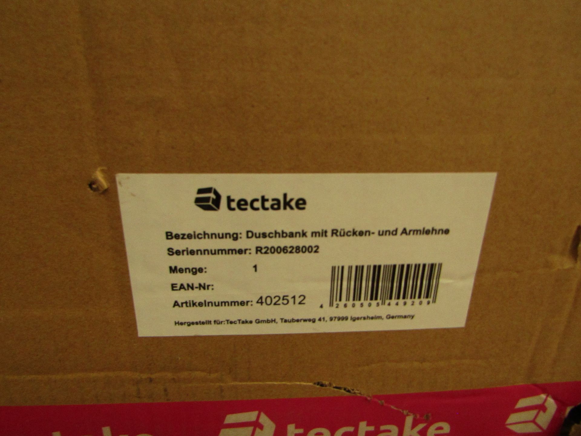Tectake - Bath Seat With Back- And Armrest Adjustable Height White - Boxed. RRP £92.99 - Image 2 of 2