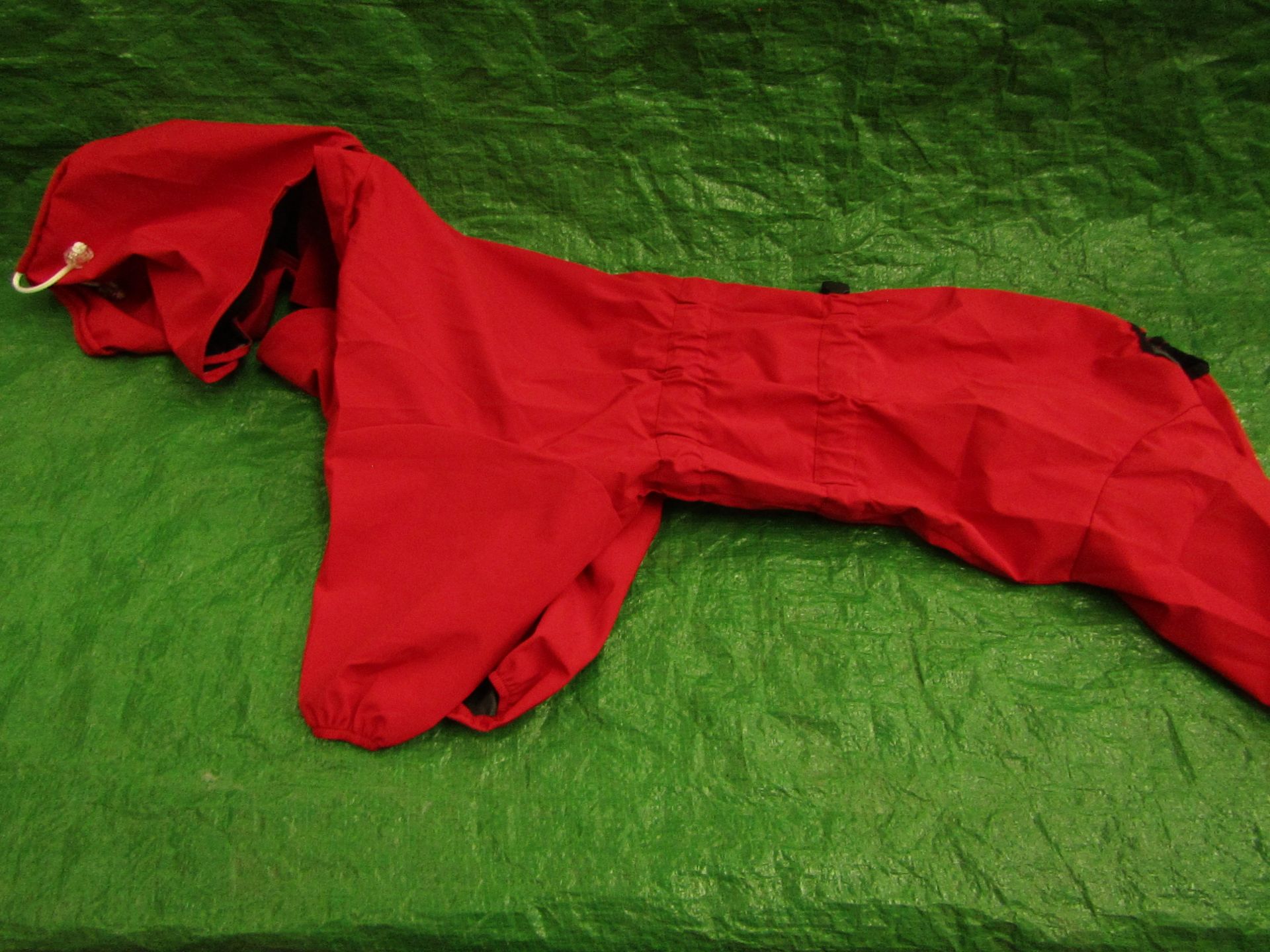 Red Full Zip Dog Raincoat - Size 3XL - please note these are returns and the condition can range