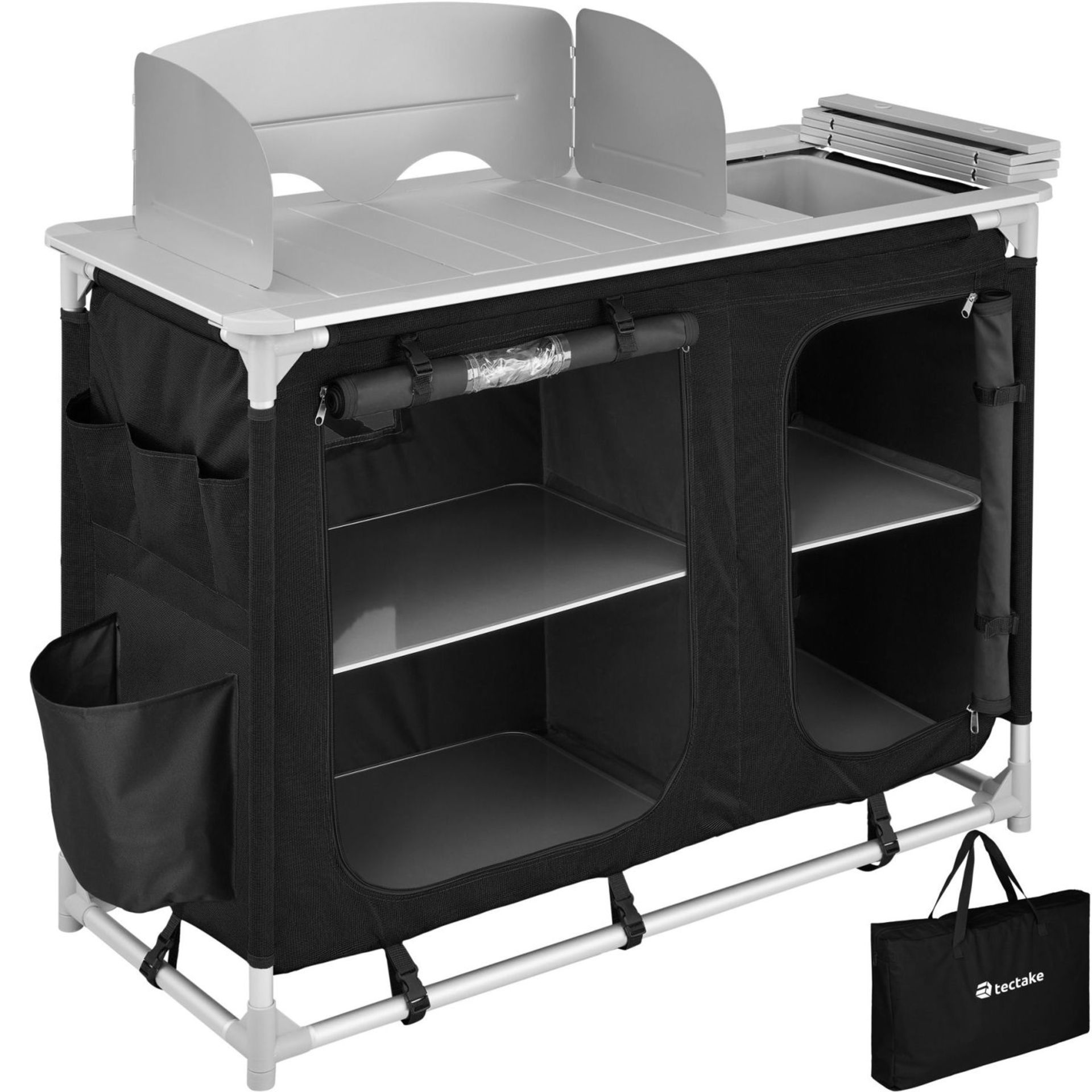 Tectake - Camping Kitchen 116X52X107Cm Black - Boxed. RRP £103.99 - Image 2 of 2