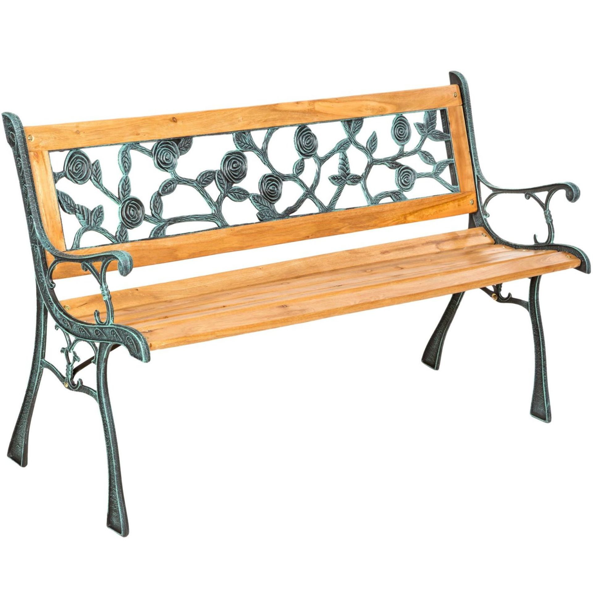 Tectake - Garden Bench Marina Made Of Wood And Cast Iron Brown - Boxed. RRP £49.99 - Image 2 of 2