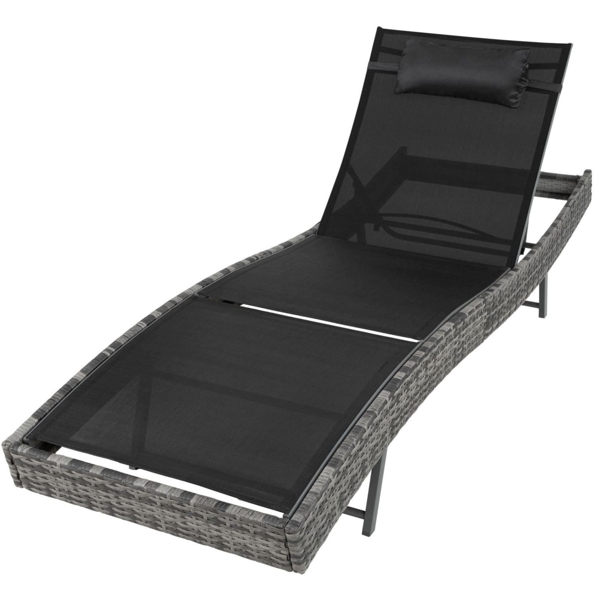 Tectake - Sun Lounger Delphine Rattan Dark Grey - Boxed. RRP £95.99 - Image 2 of 2