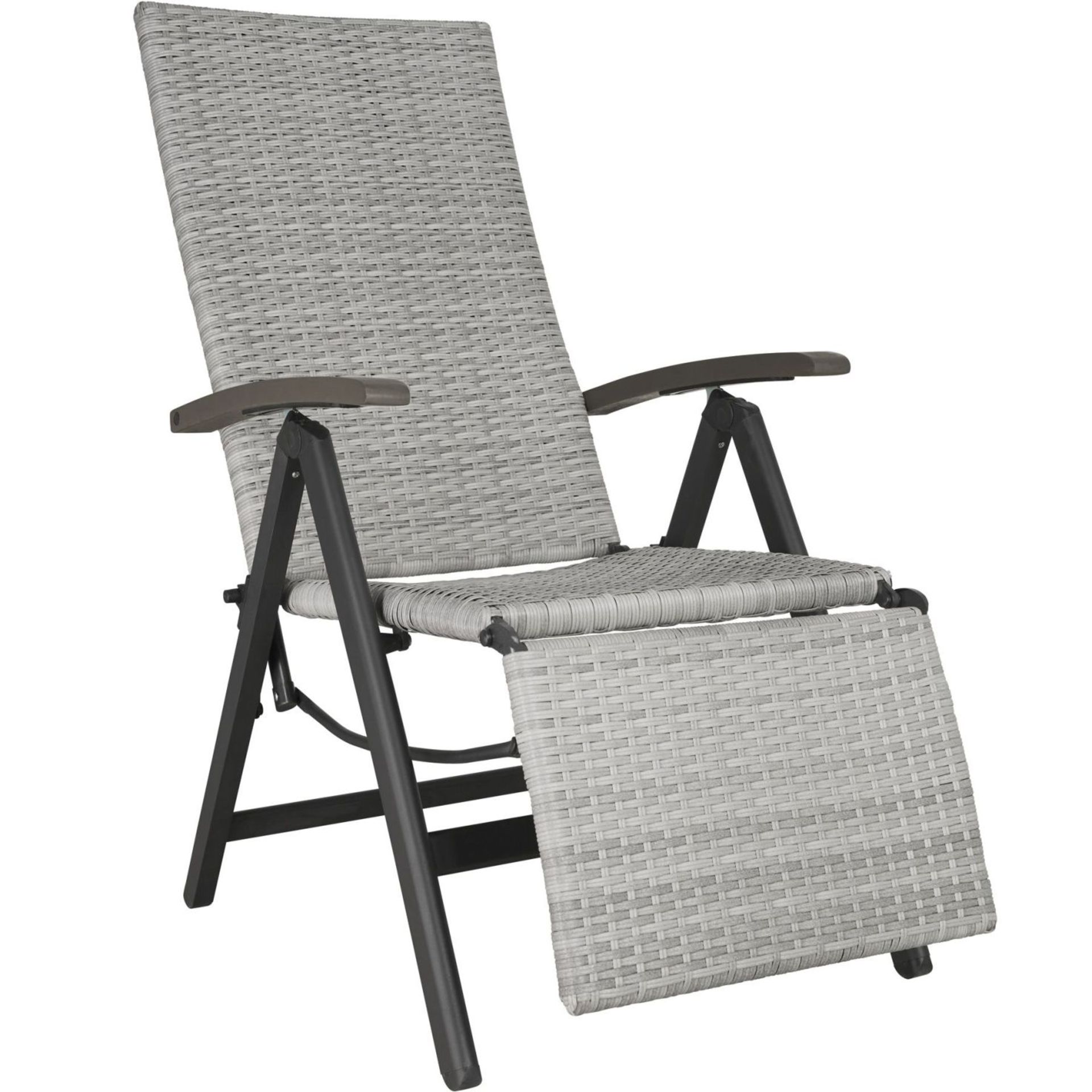 Tectake - Reclining Garden Chair With Footrest Light Grey - Boxed. RRP £90.99 - Image 2 of 2