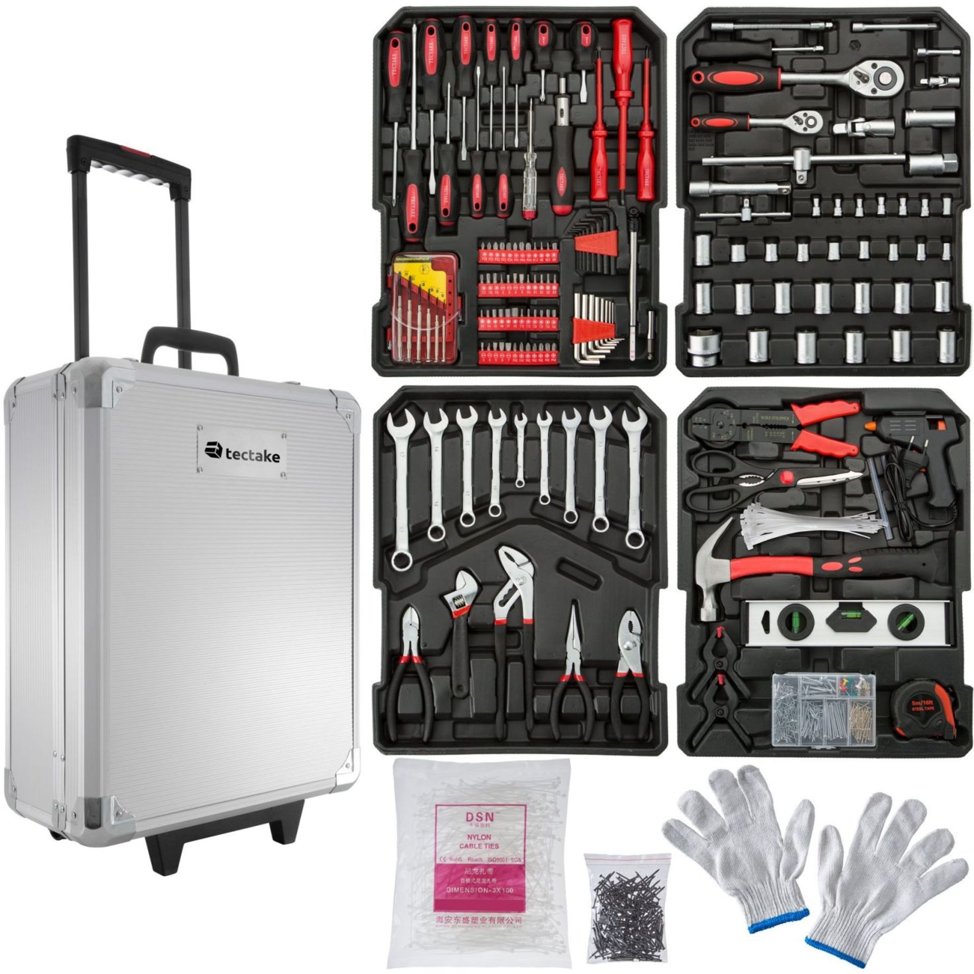 Tectake - Tool Box Trolley 599 Pcs Silver - Boxed. RRP £82.99