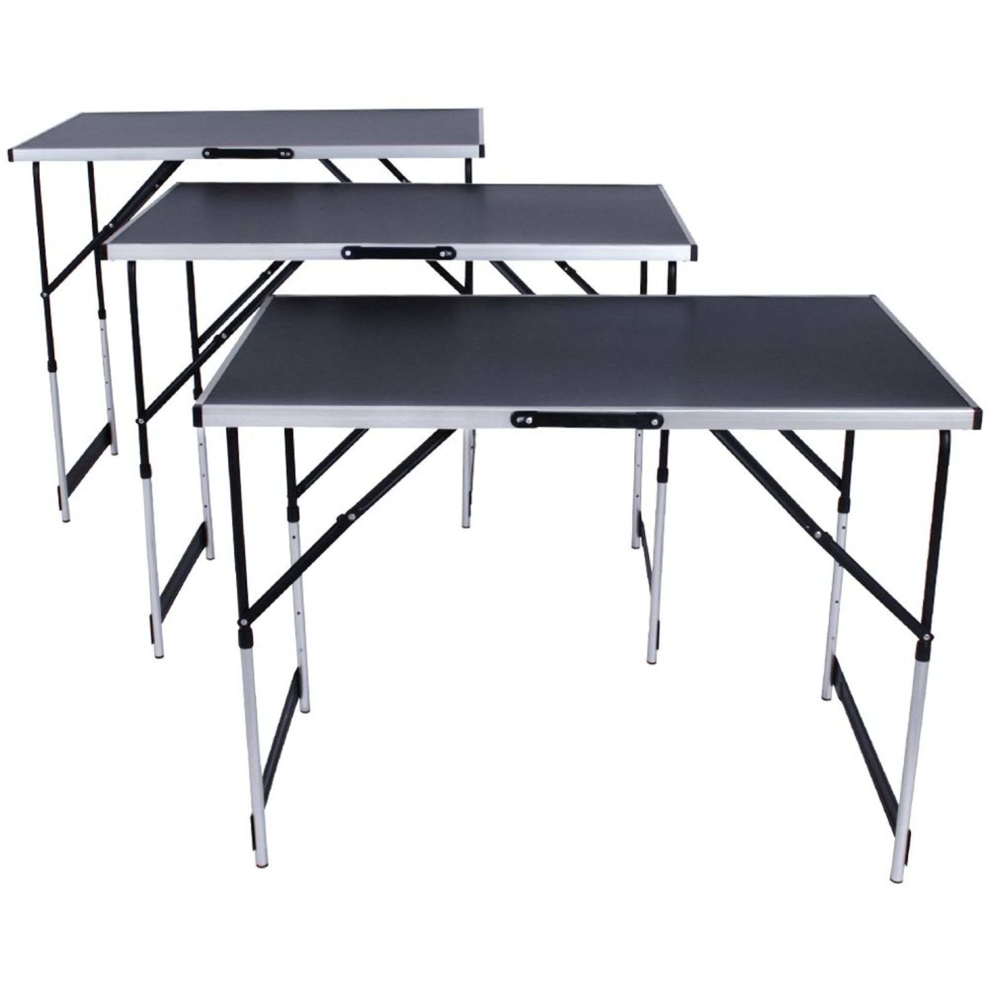 Tectake - Pasting Table Made Of Aluminium 3 Pcs. Black - Boxed. RRP £85.99