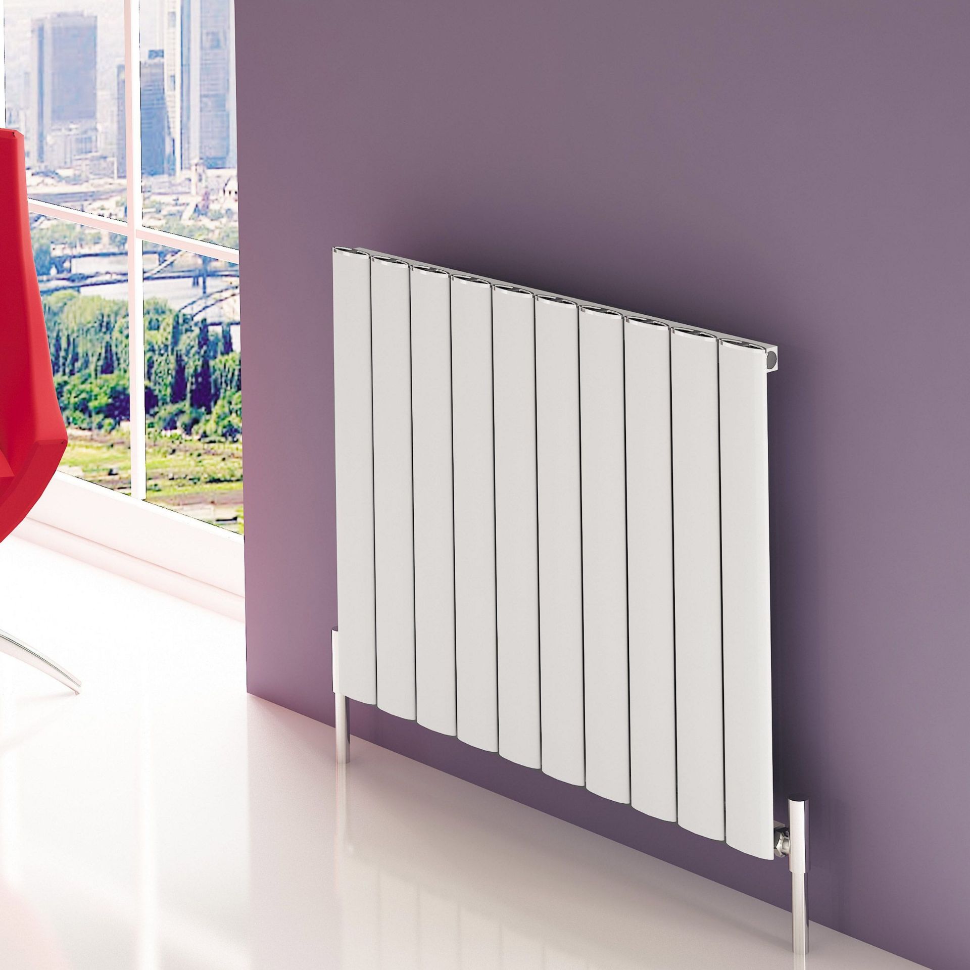 Carisa Elliptic white radiator, 600x795mm, new and boxed, RRP œ307, has a small cjhip on one end,