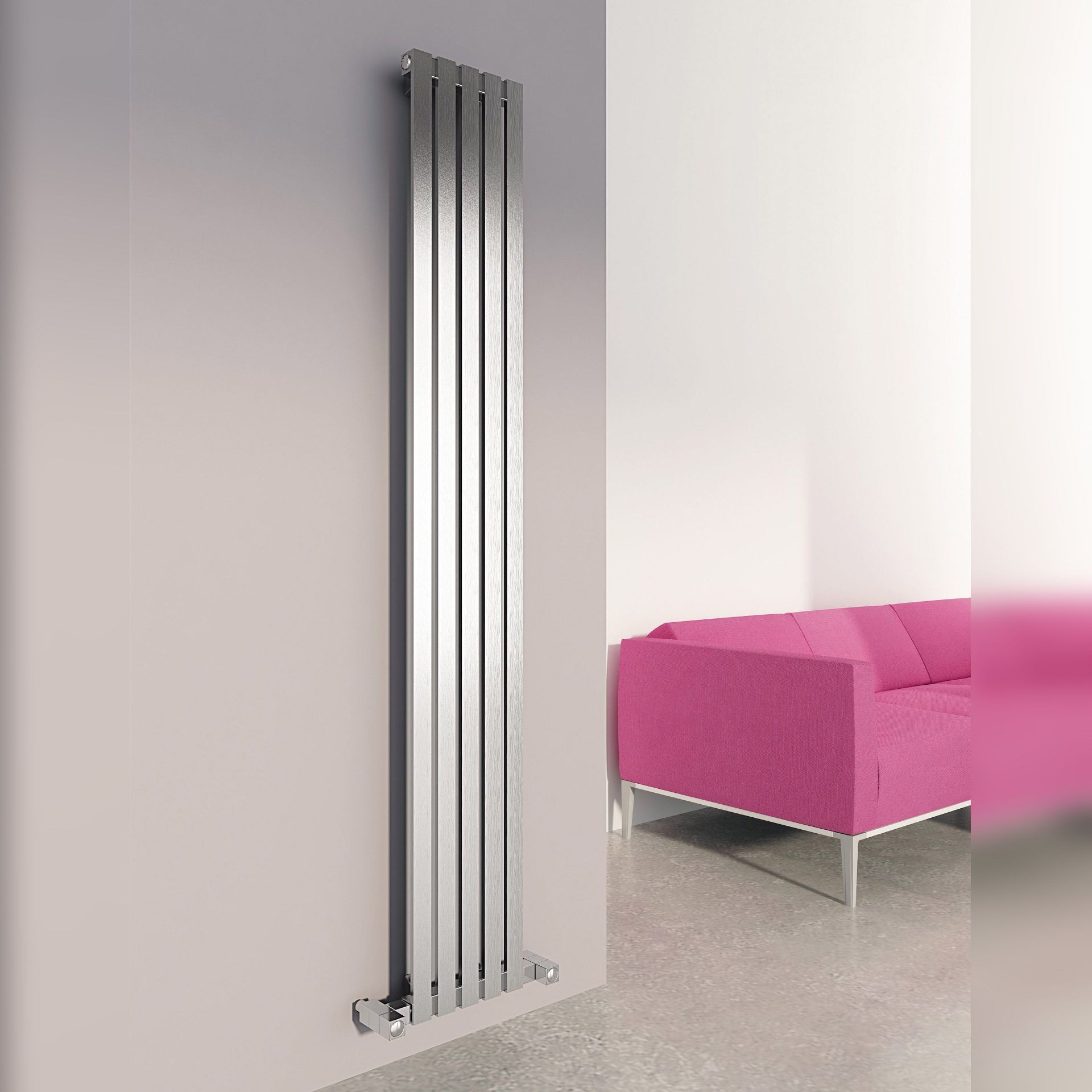 Carisa Sarp radiator, 1800x260mm, has wall brackets, we can only see a few very minor marks and a