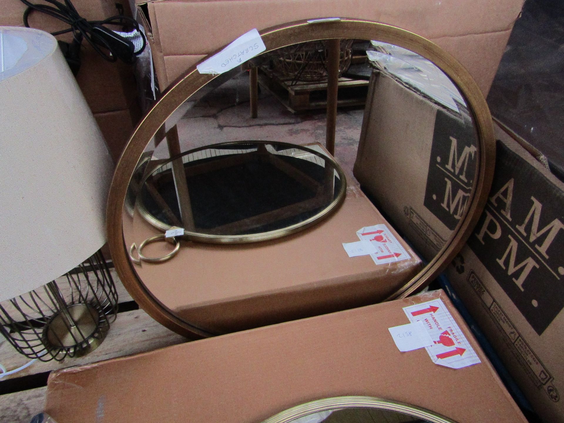 1 x Cox & Cox Antique Brass Bevelled Round Mirror - Small RRP £125.00 SKU COX-AP-1431328 TOTAL