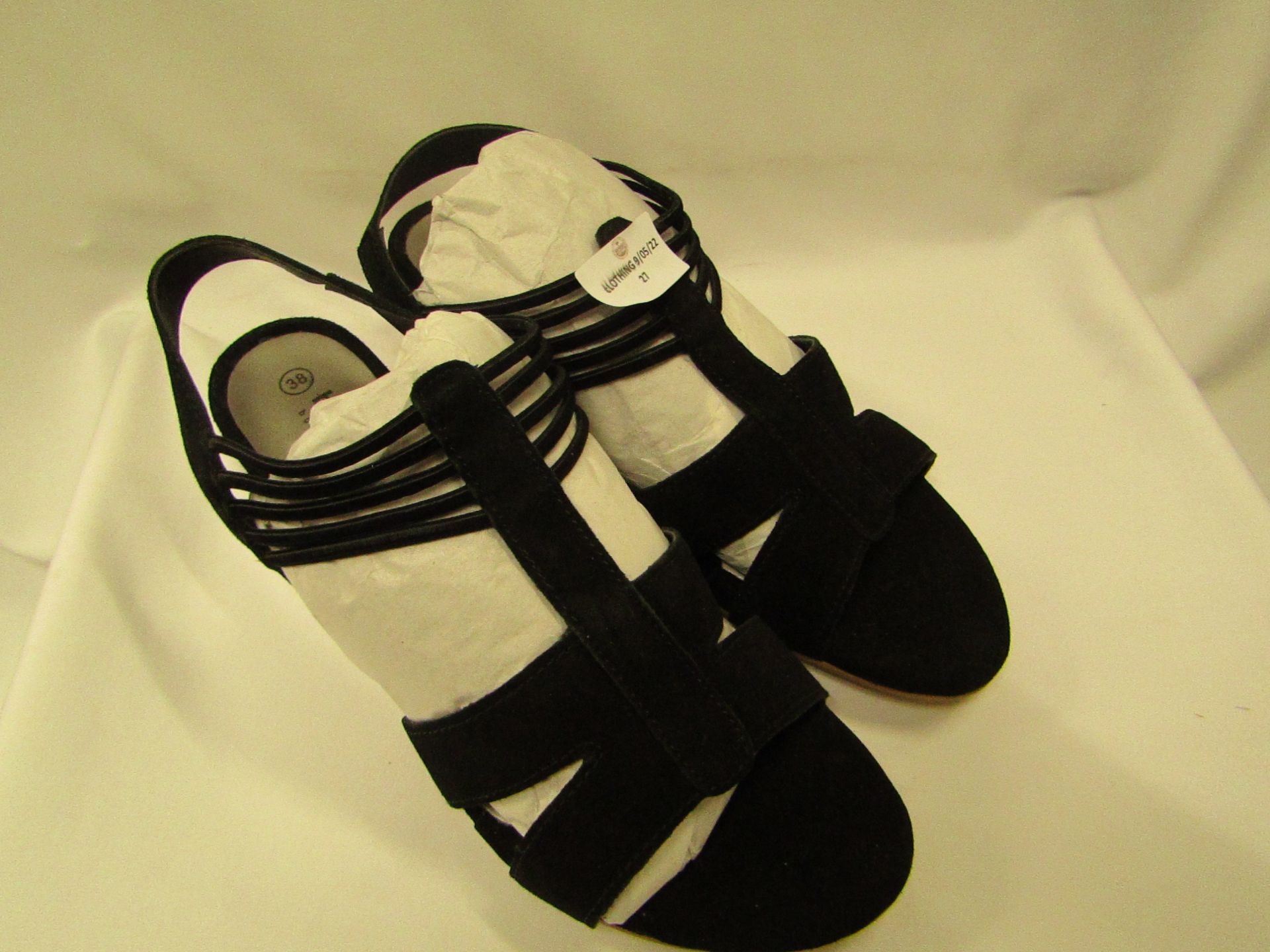 BPC Black Suede Sandal Size 4 New With Bag