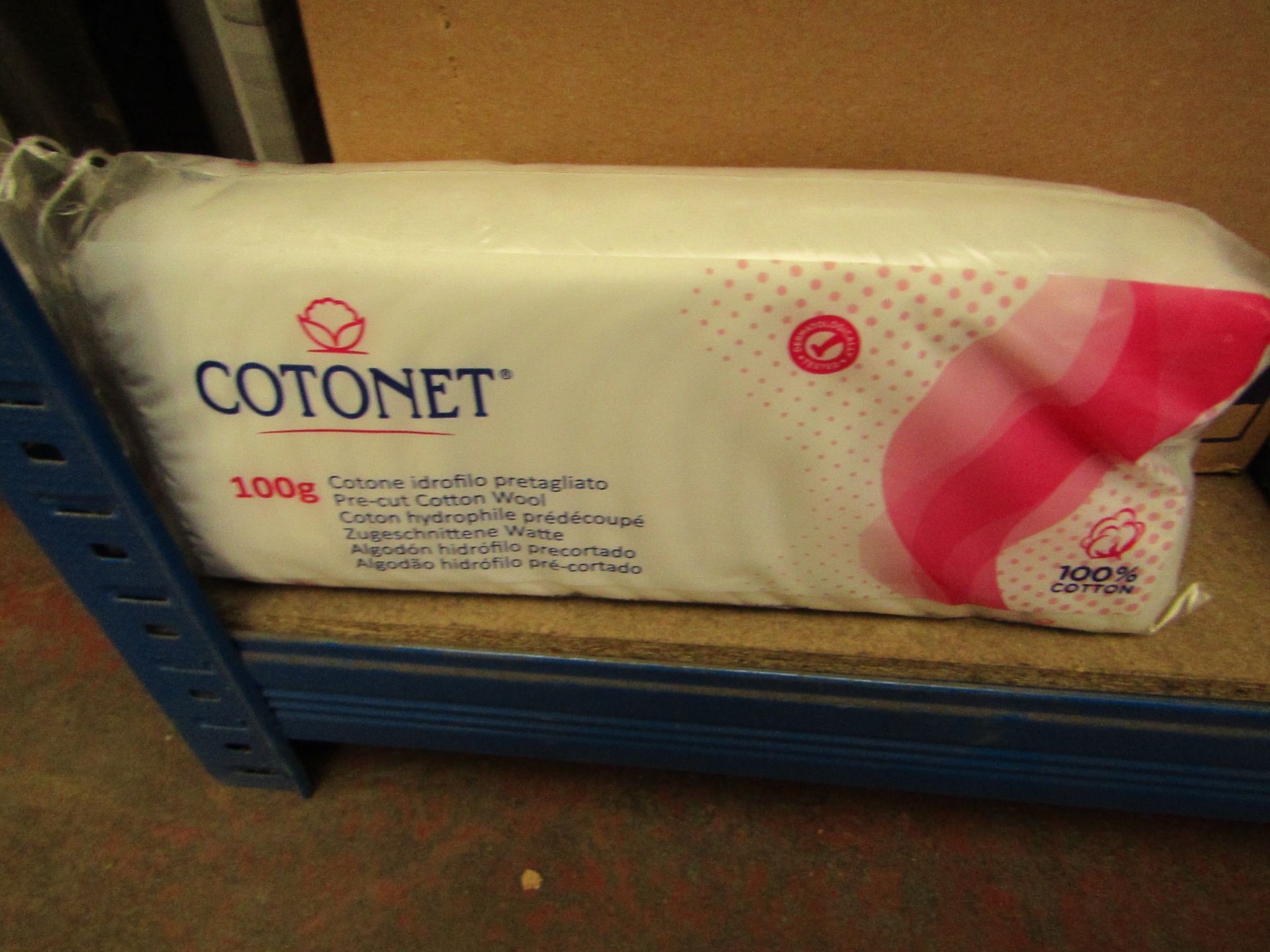 Approx 10x Cotonet 100g pre-cut cotton wool, new and packaged.