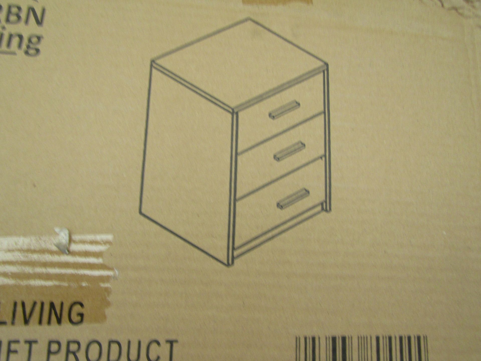 1x Urban Living 3 Drawer Bedside Table Carcass - White - Vendor has checked these items and suggests