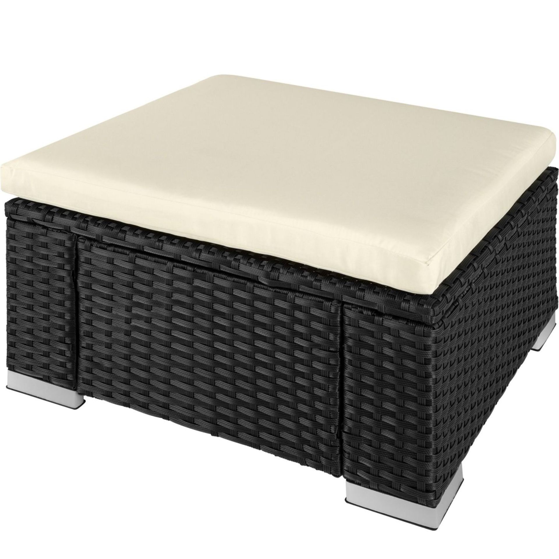 Tectake - Footstool Rattan Black - Boxed. RRP £57.99