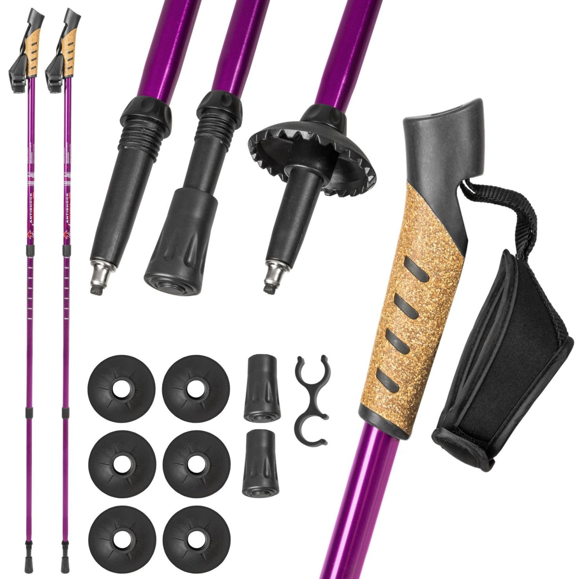 Tectake - 1 Pair Of Nordic Walking Poles Purple - Boxed. RRP £29.99