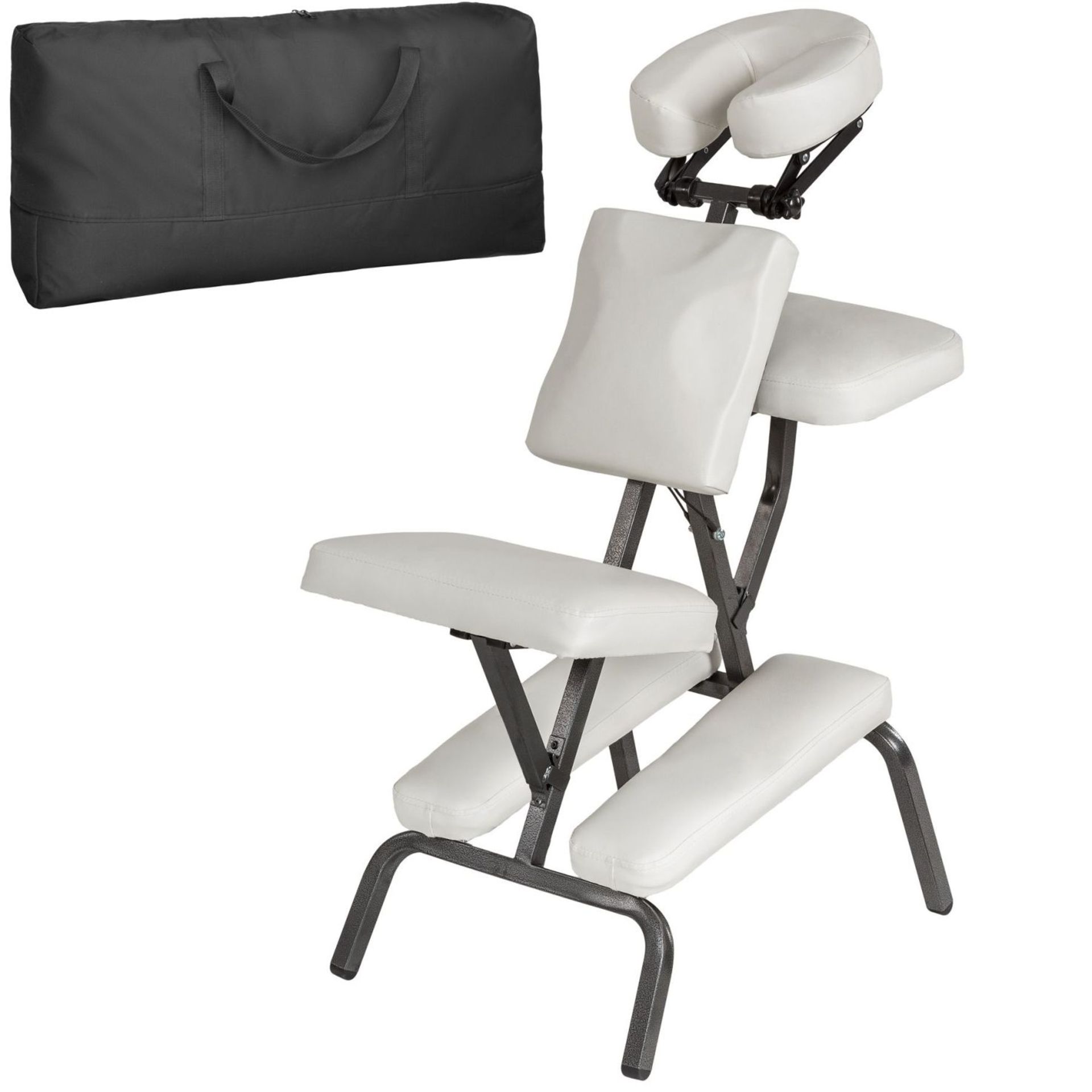 Tectake - Massage Chair Made Of Artificial Leather White - Boxed. RRP £95.99