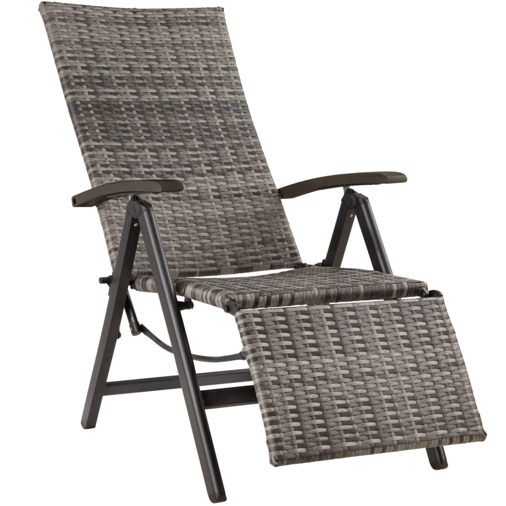 Tectake - Reclining Garden Chair With Footrest Grey - Boxed. RRP £113.99