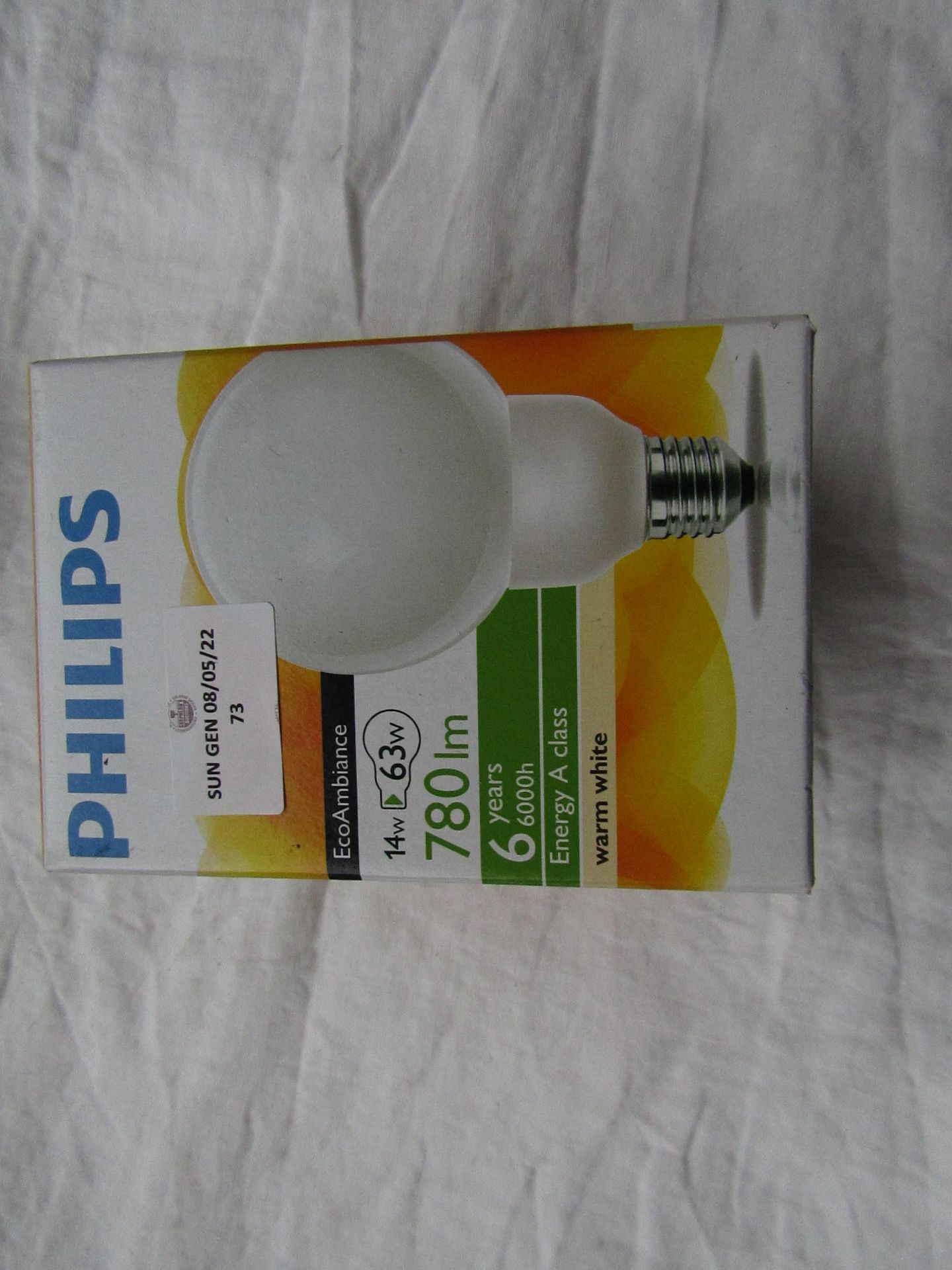 Philips - EcoAmbiance Warm White Globe E27 Light Bulb / 780 Lumens - Unused & Boxed.