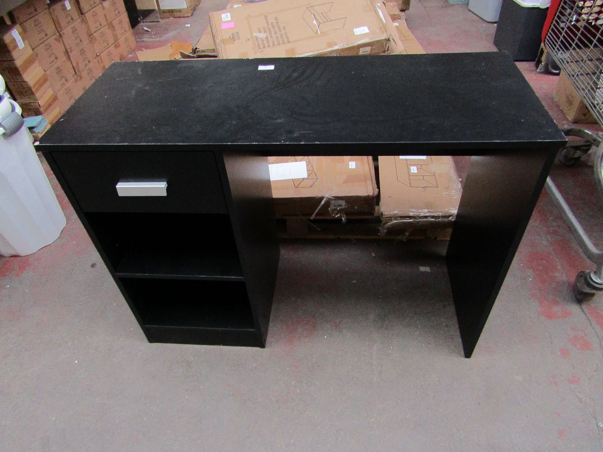 Urban Living - 1-Drawer 2-Shelf Desk - Black - Damaged Top & Corners - Assembled.