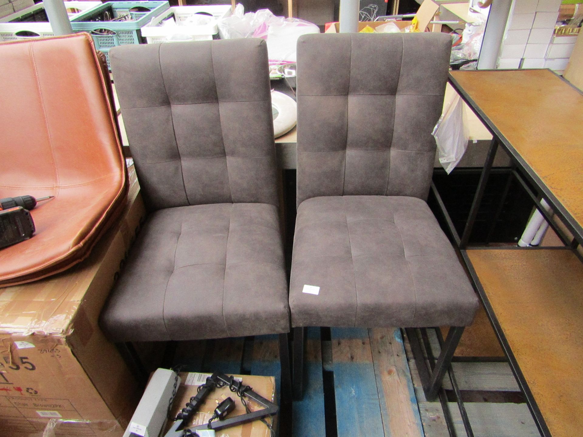 | 2X | SUEDE CUSHIONED DINING CHAIRS | LOOK TO BE IN GOOD CONDITION | VIEWING RECOMMENDED |