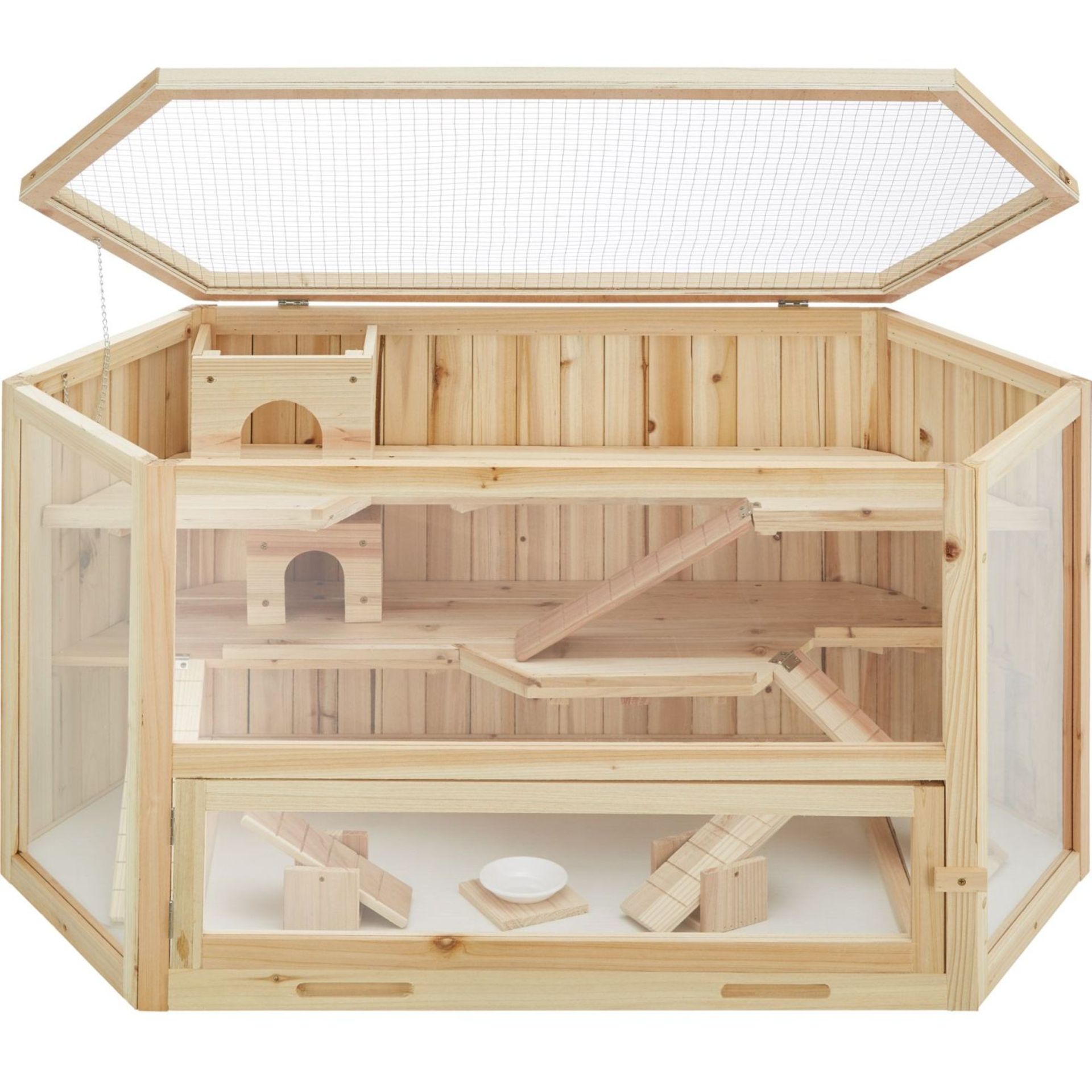 Tectake - Hamster Cage Made Of Wood 115X60X58Cm Brown - Boxed. RRP £89.99 - Image 2 of 2