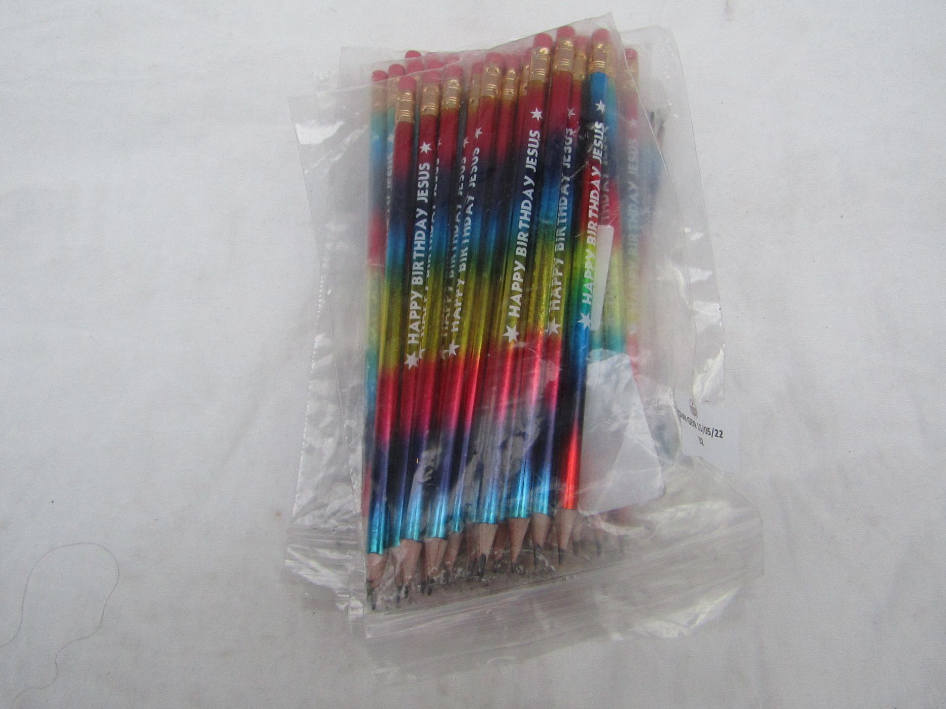 6x Packs of 12 "Happy Birthday Jesus" Pencils With Erasers - Unused & Packaged.