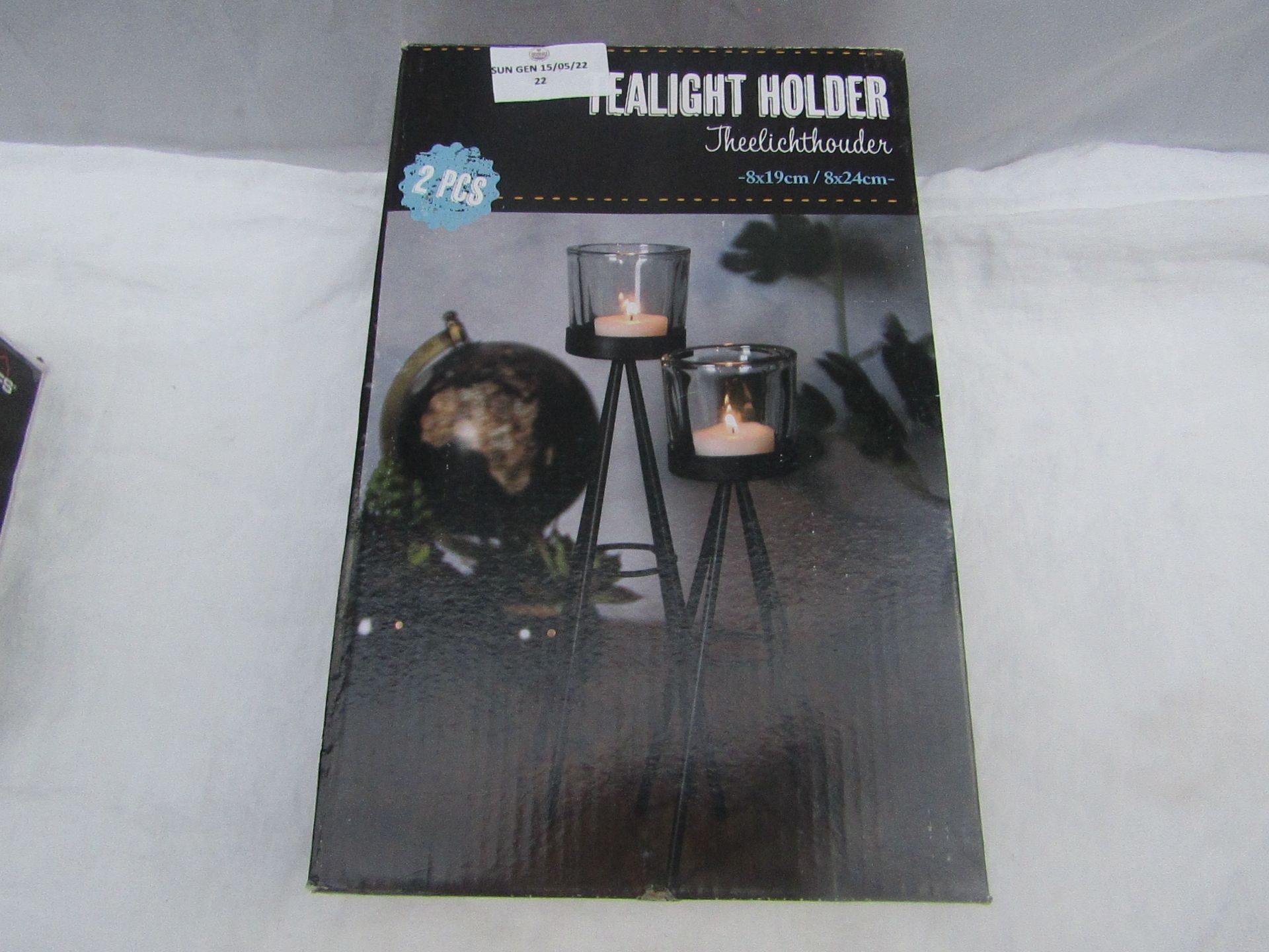 H&S Collection - Tealight Holder ( 2PCS 1x 8x19cm 1x 8x24cm ) - Unchecked & Boxed.