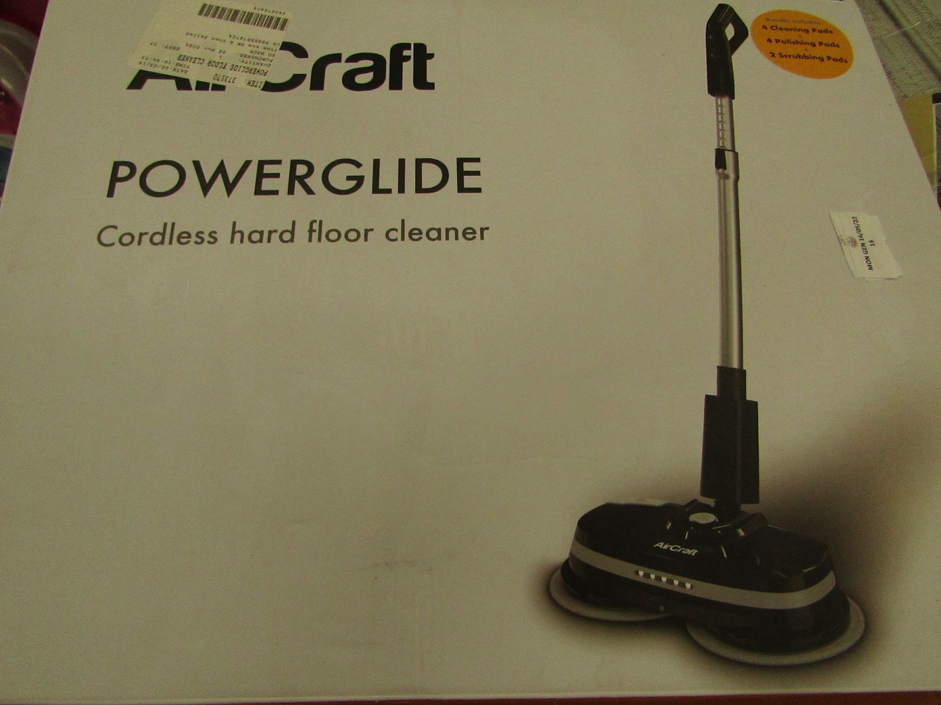 AirCraft Powerglide Cordless Hard Floor Cleaner and Polisher - PGLIDEBLK - Untested & Boxed. RRP £