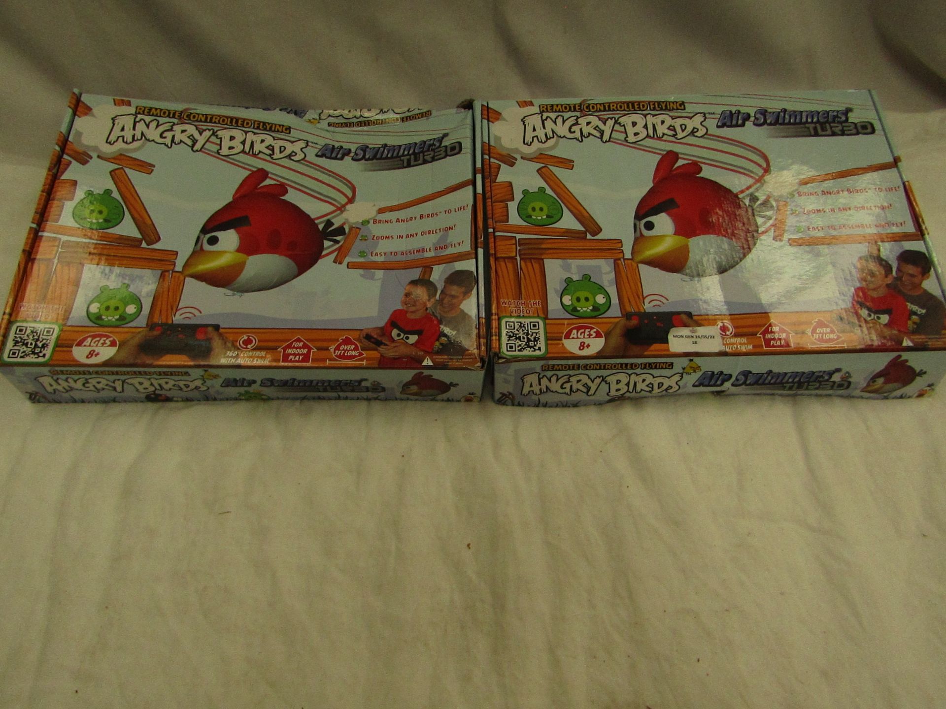 2x Angry Birds - Air Swimmers Turbo Flying RC Angry Birds - Unchecked & Boxed.