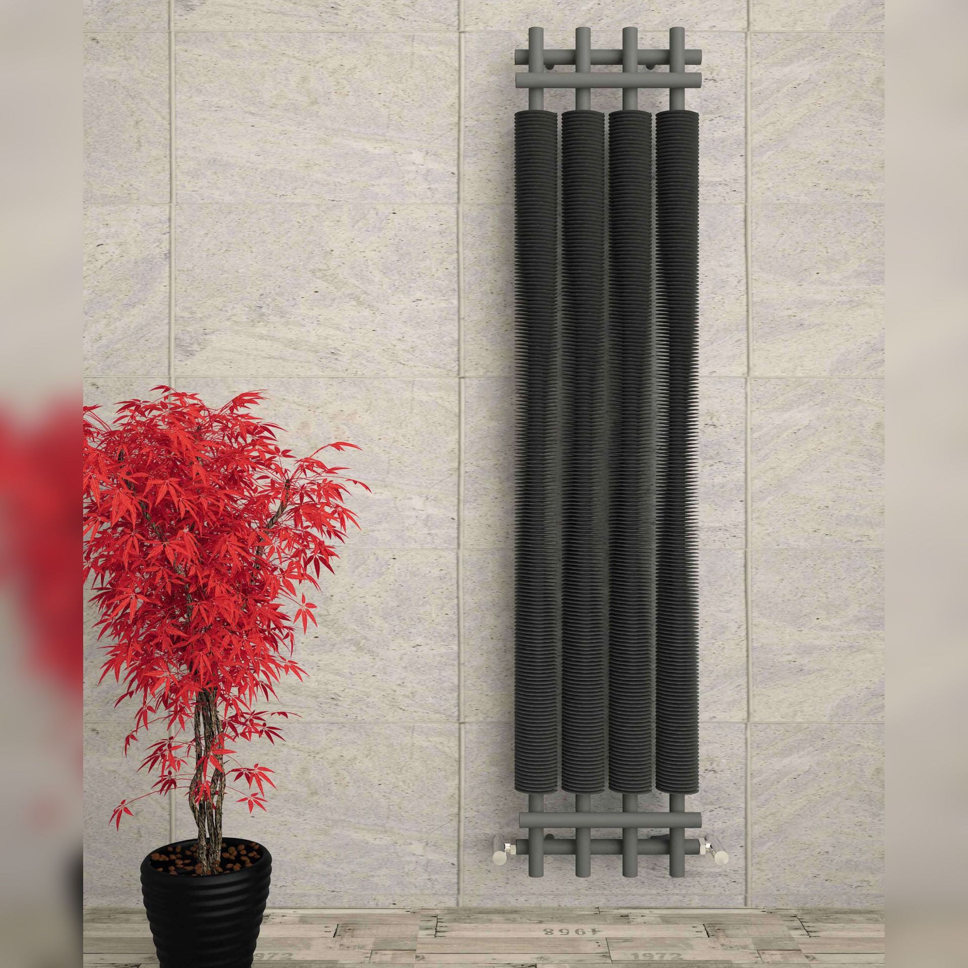 Carisa Dora Grey steel Industrial style radiator, 1800x390mm, missing wall brackets, has a scuff