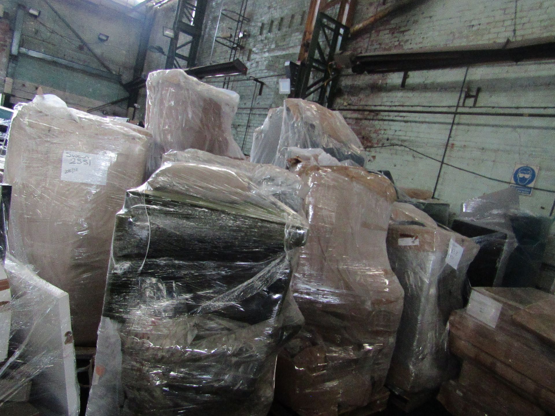 9 X PALLETS OF SWOON SOFA PARTS. ALL UNCHECKED