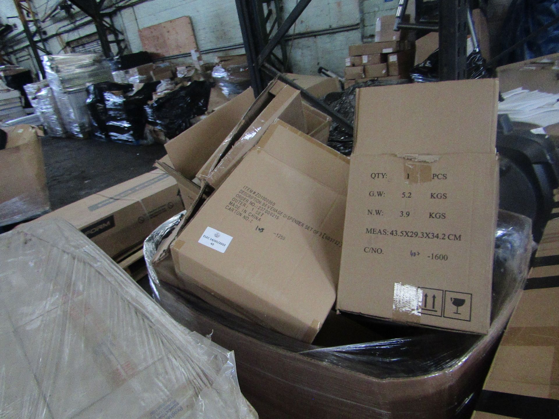 Pallet of online retail returns, unmanifested and unchecked