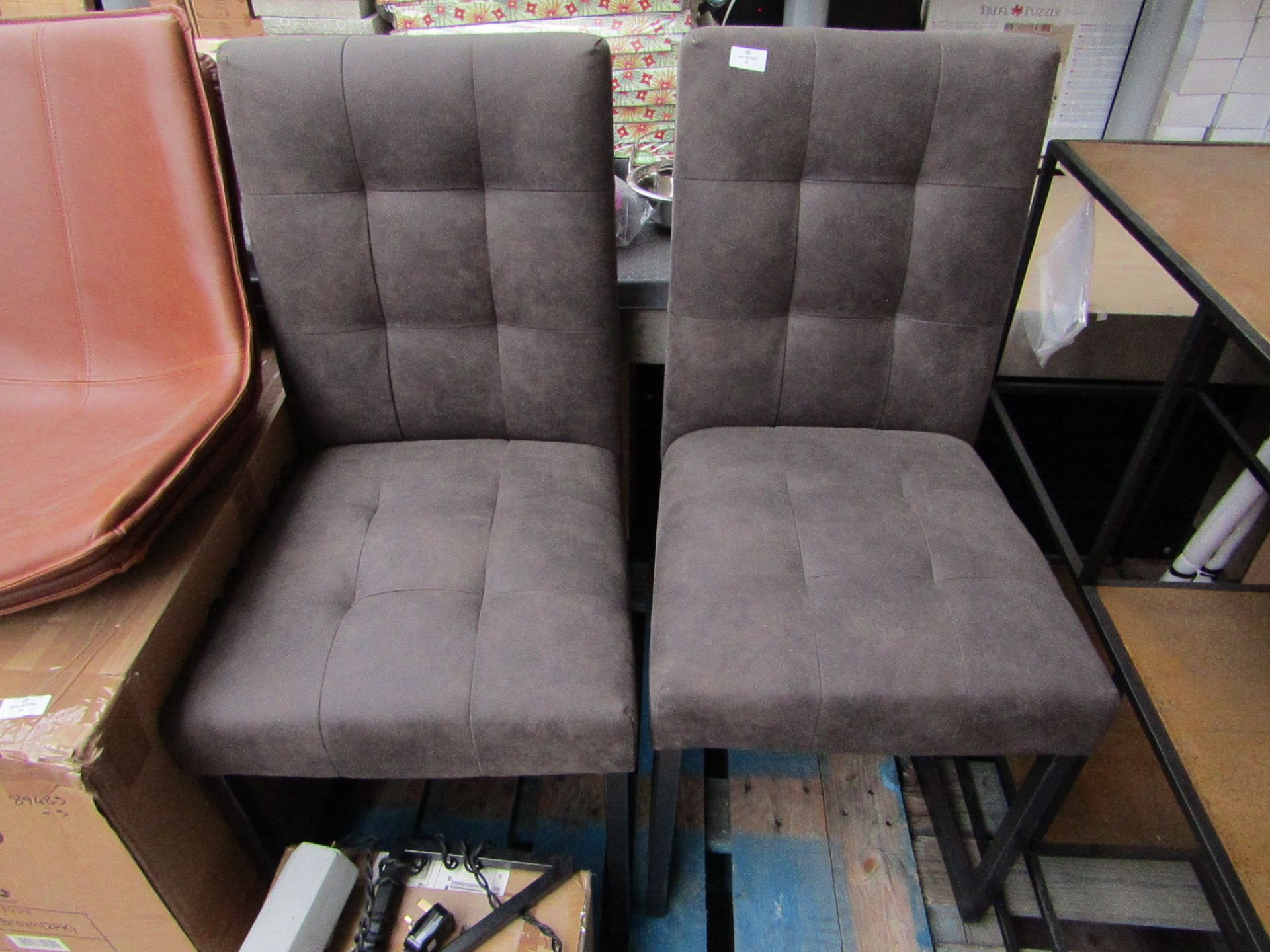 | 2X | SUEDE CUSHIONED DINING CHAIRS | LOOK TO BE IN GOOD CONDITION | VIEWING RECOMMENDED |
